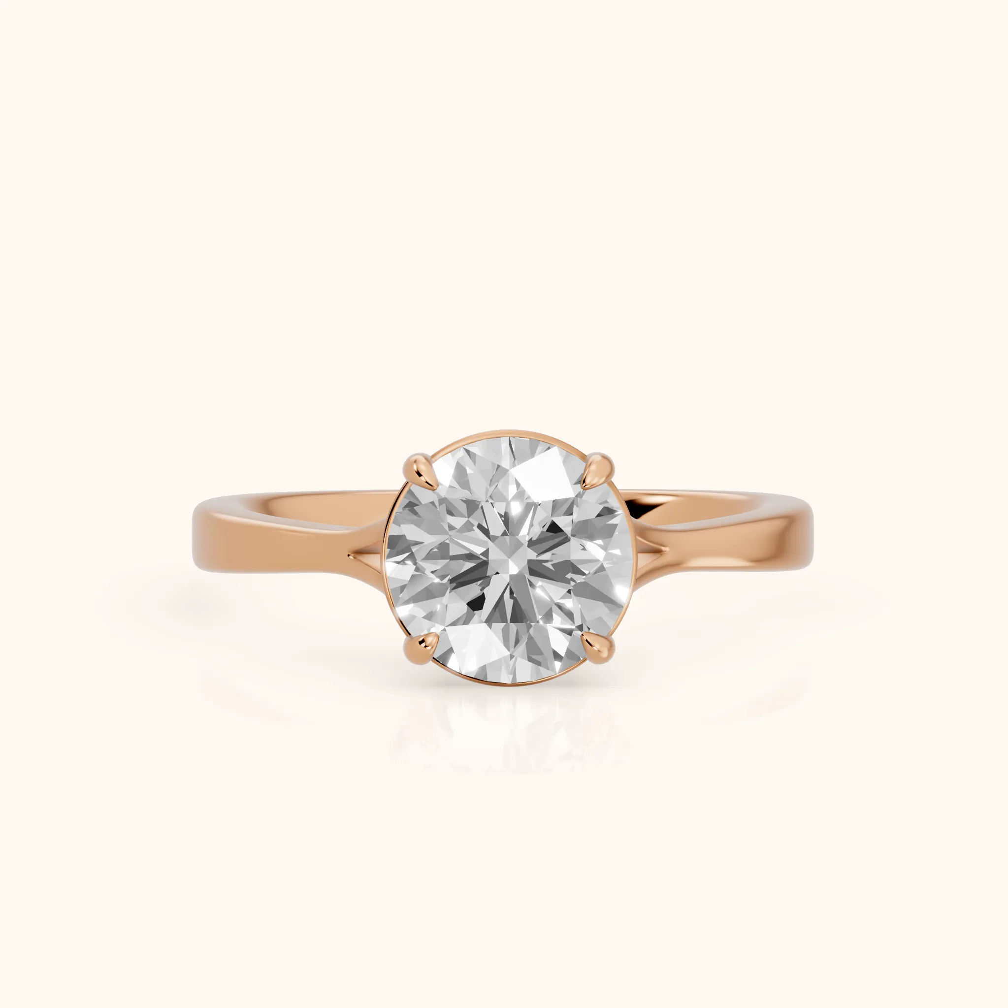 Anais Trellis Solitaire Round Diamond Engagement Ring in Rose Gold — view 1