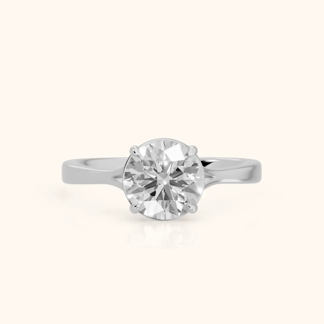 Anais Trellis Solitaire Round Diamond Engagement Ring in White Gold — view 2