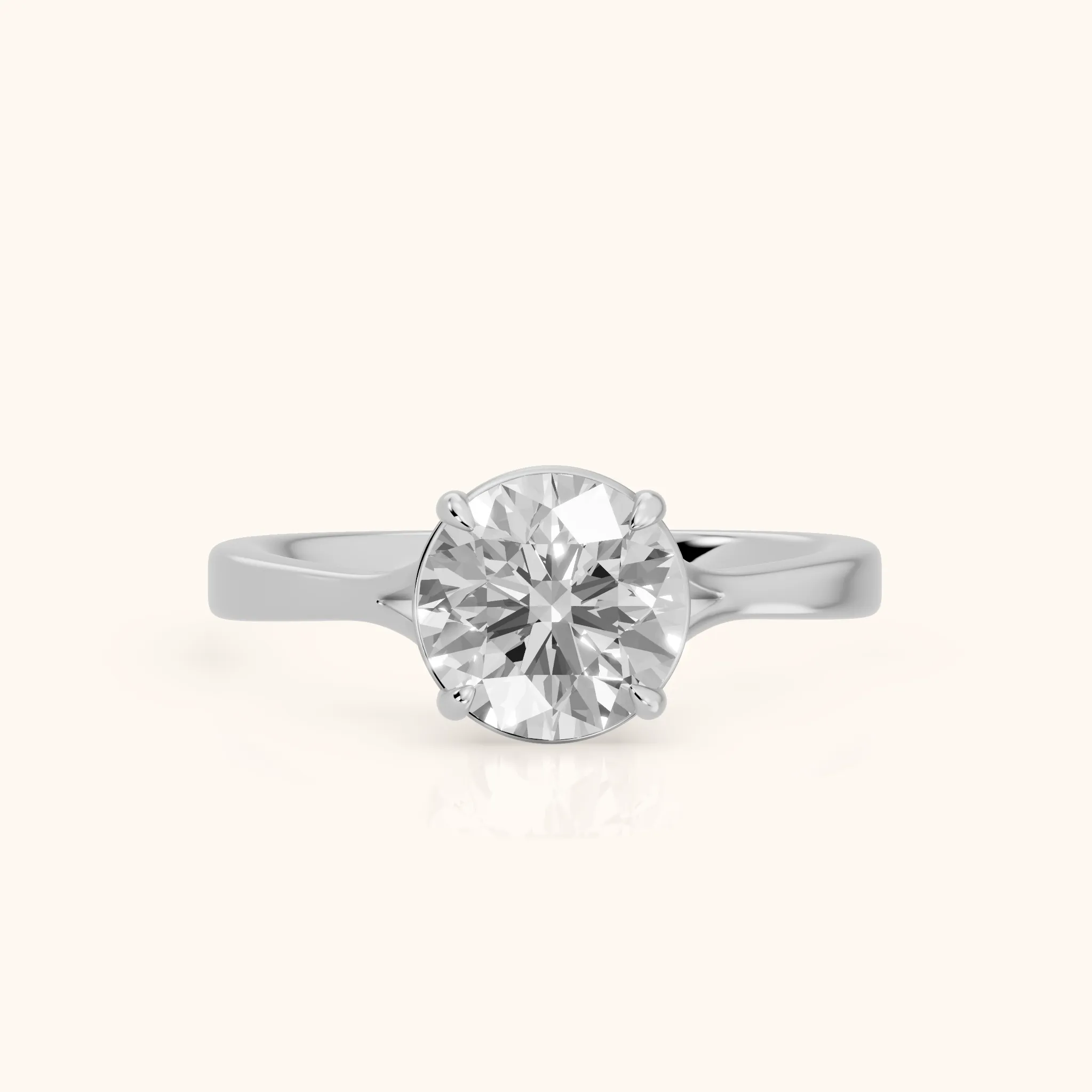 Anais Trellis Solitaire Round Diamond Engagement Ring in White Gold — view 1