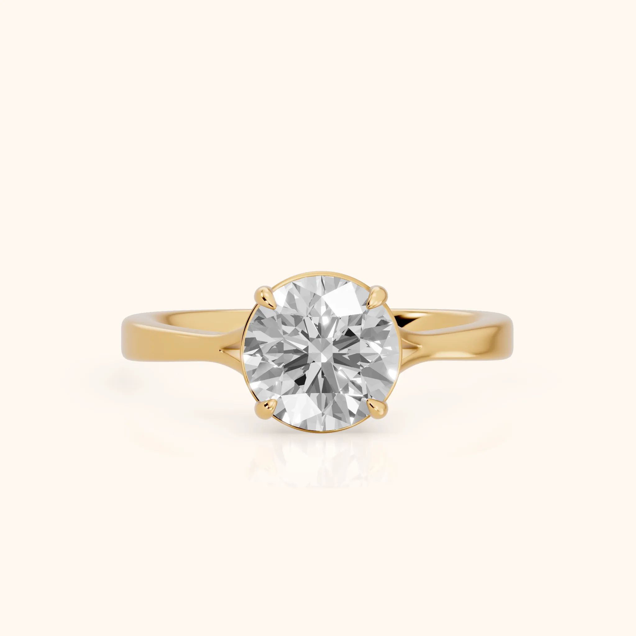 Anais Trellis Solitaire Round Diamond Engagement Ring in Yellow Gold — view 1