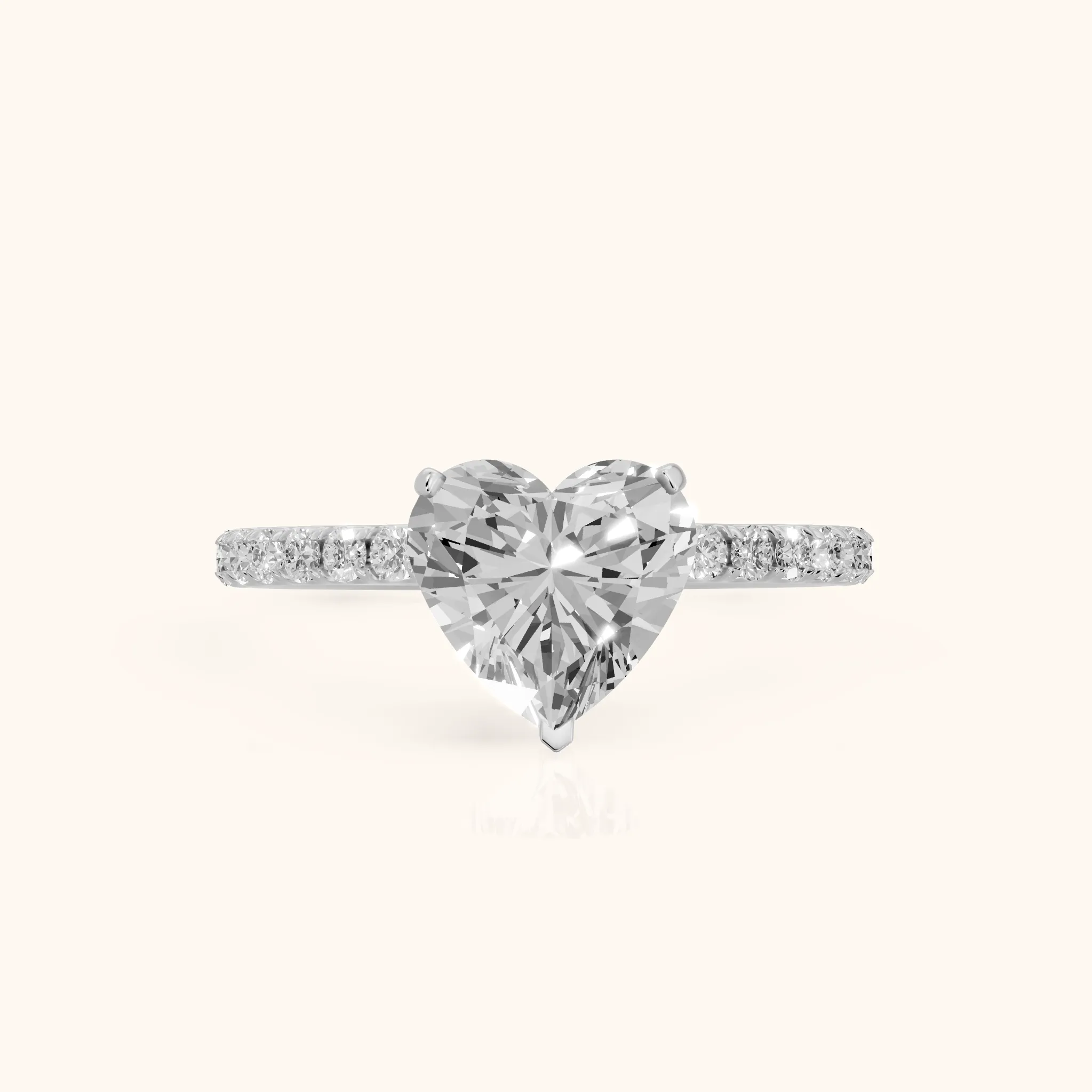 Juna French Pavé Solitaire Heart Diamond Engagement Ring in Silver — view 1
