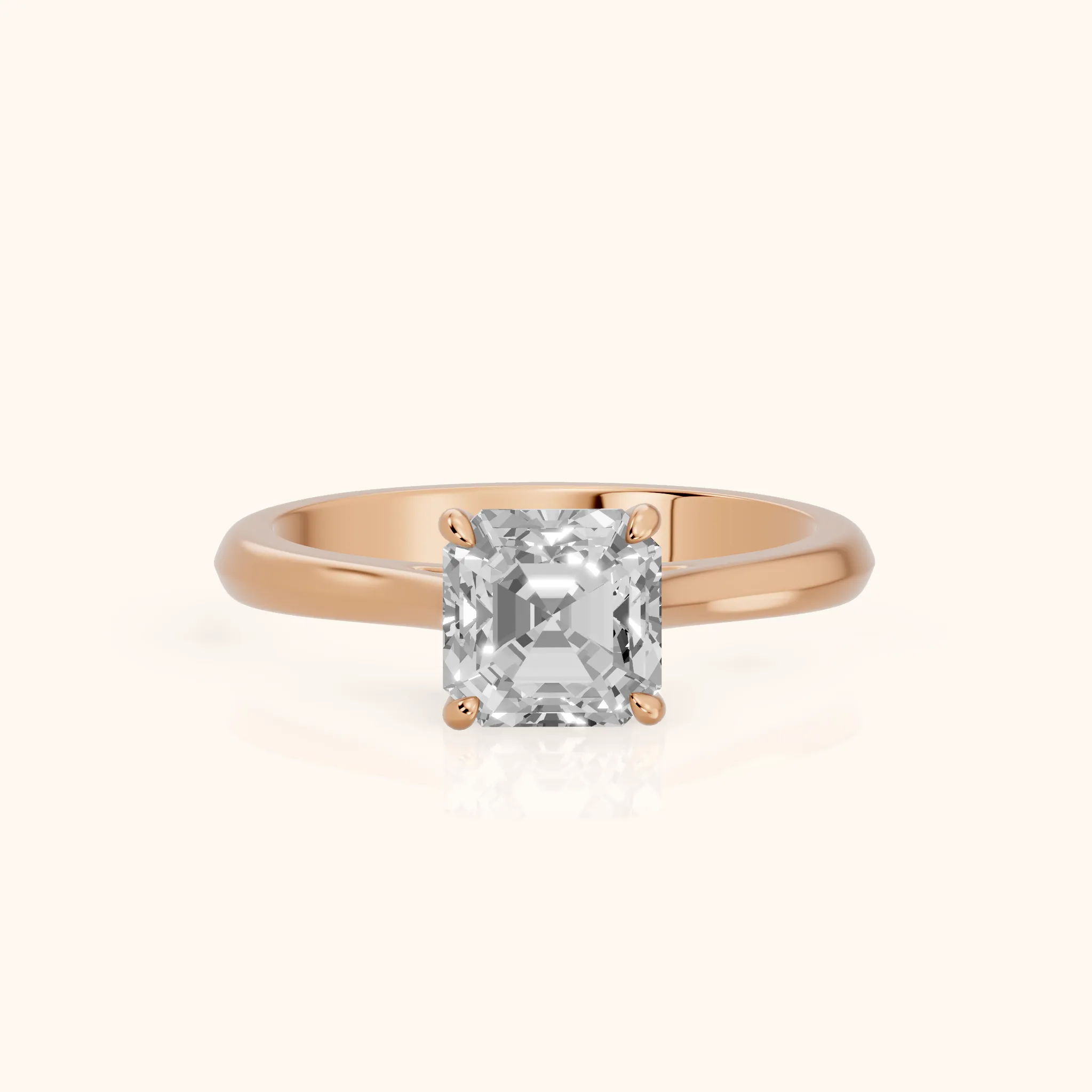 Kalia Knife Edge Solitaire Asscher Diamond Engagement Ring in Rose Gold — view 1