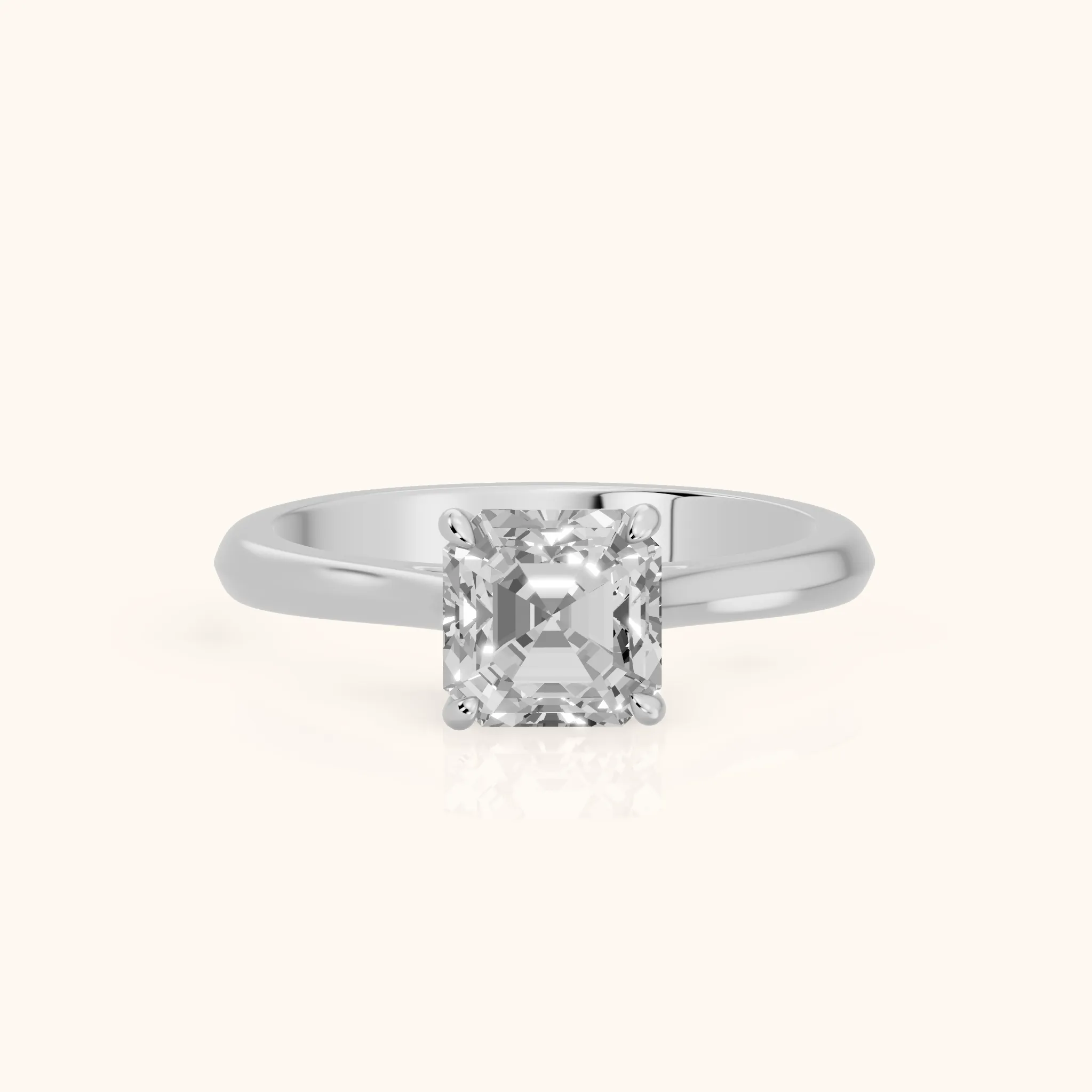 Kalia Knife Edge Solitaire Asscher Diamond Engagement Ring in Platinum — view 1