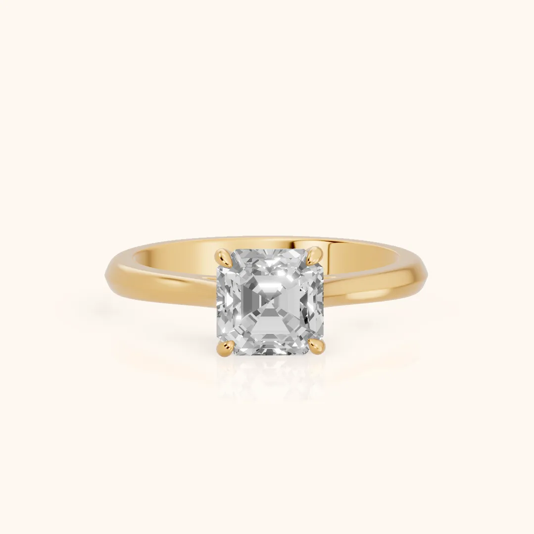 Kalia Knife Edge Solitaire Asscher Diamond Engagement Ring in Yellow Gold — view 2
