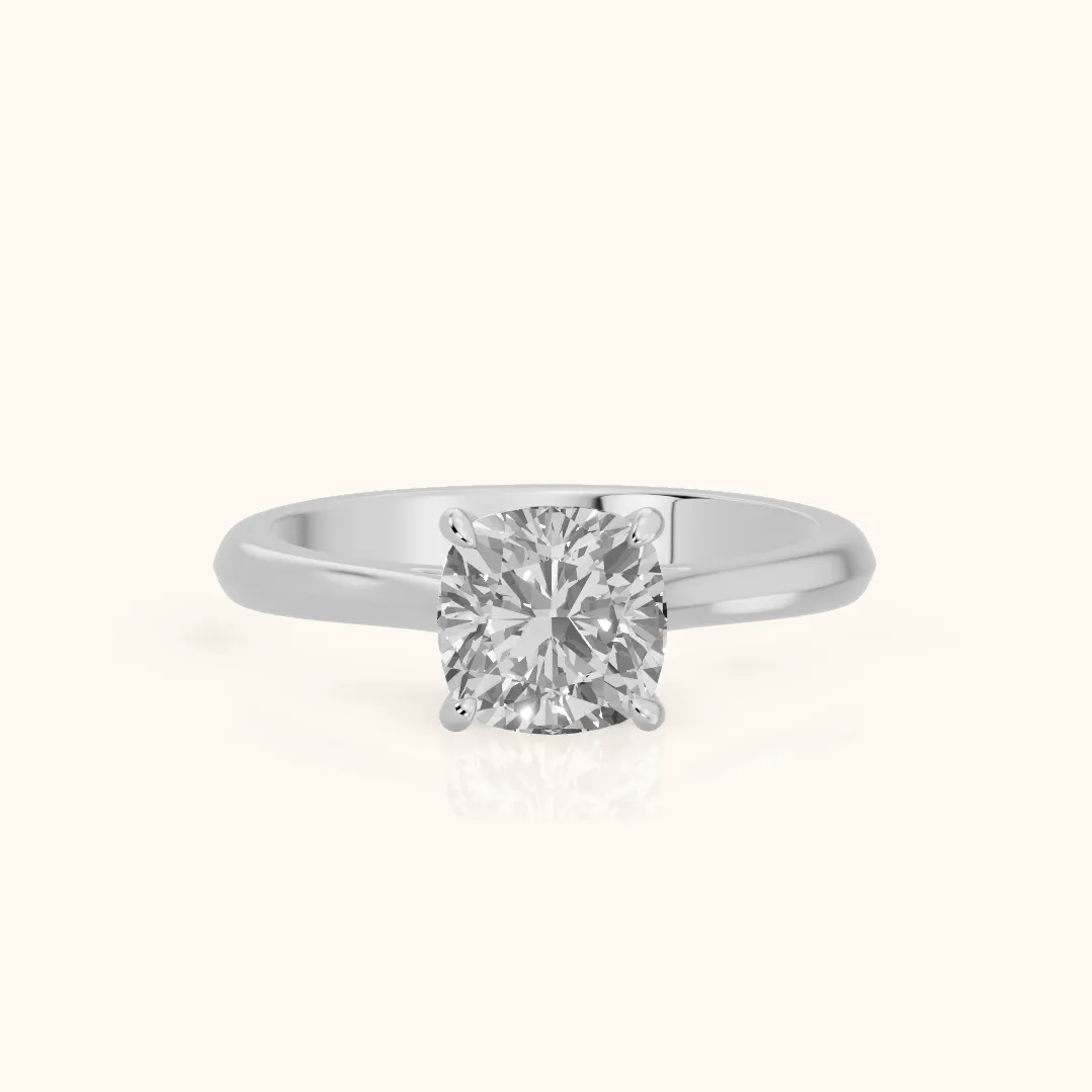 Kalia Knife Edge Solitaire Cushion Diamond Engagement Ring in Silver — view 2