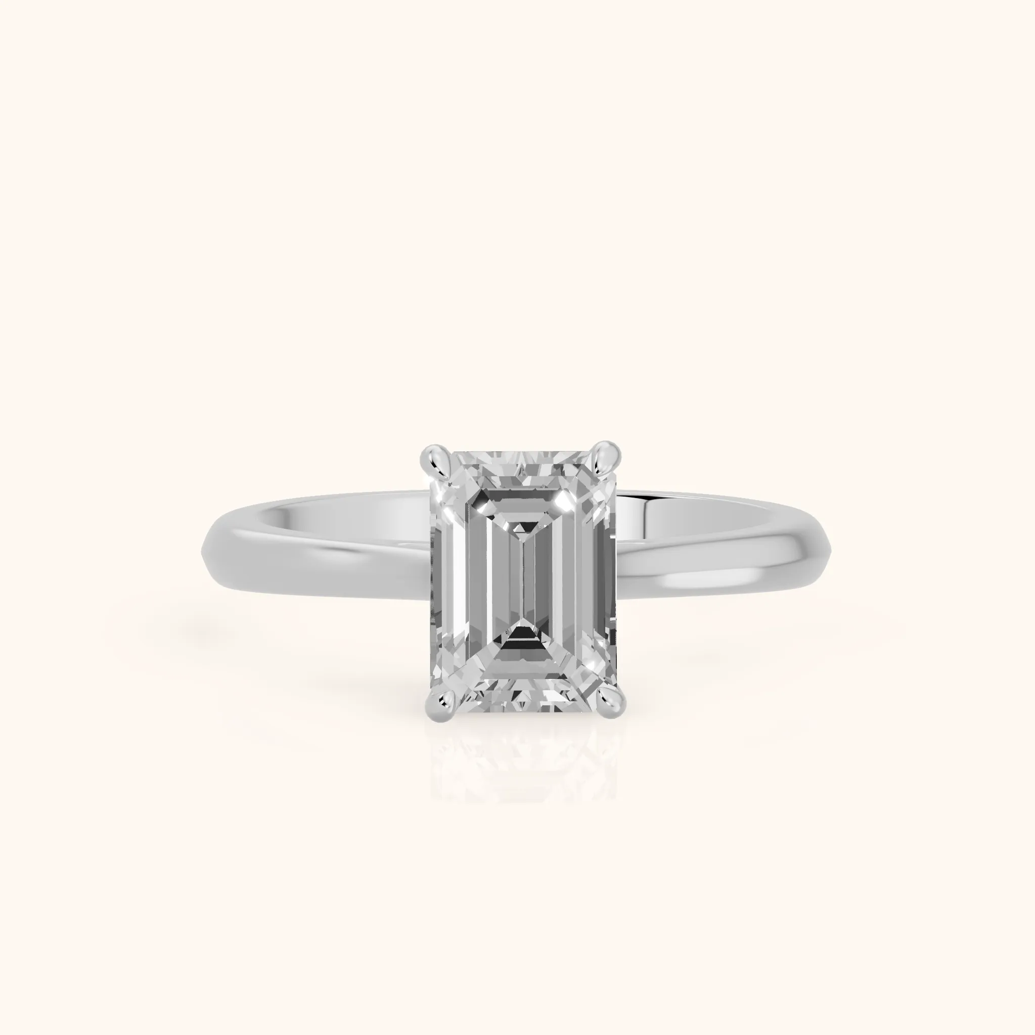 Kalia Knife Edge Solitaire Emerald Diamond Engagement Ring in Platinum — view 1