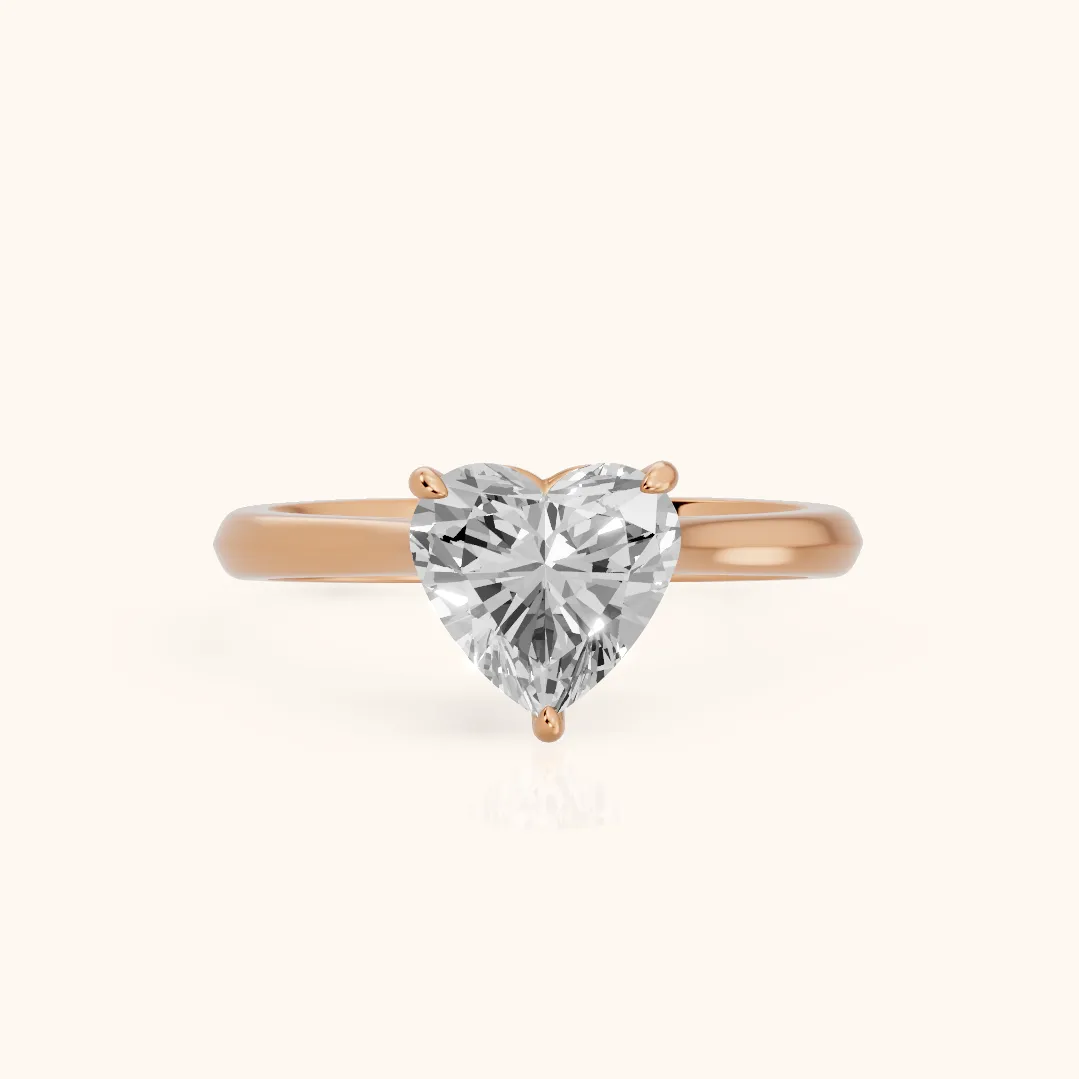 Kalia Knife Edge Solitaire Heart Diamond Engagement Ring in Rose Gold — view 2