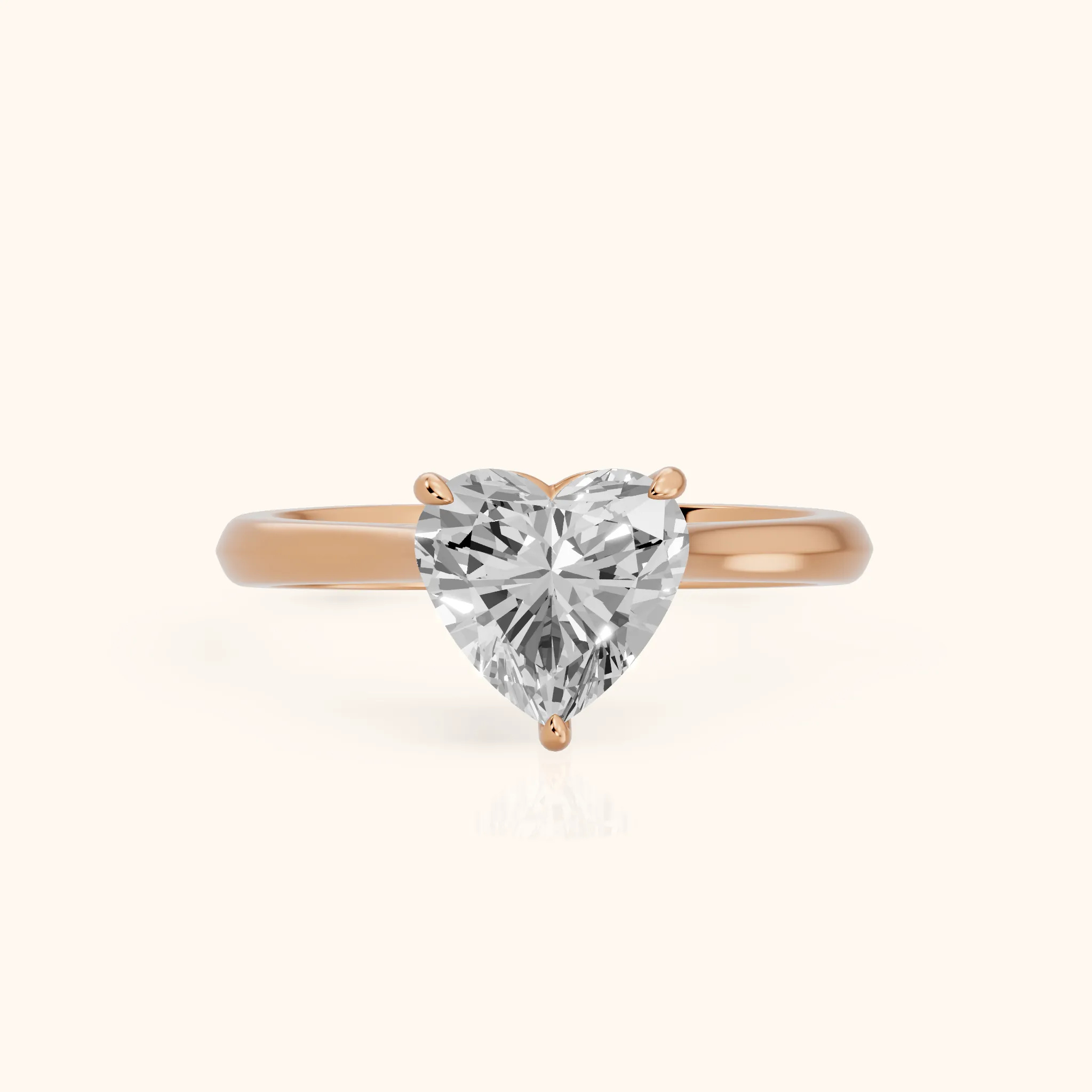 Kalia Knife Edge Solitaire Heart Diamond Engagement Ring in Rose Gold — view 1