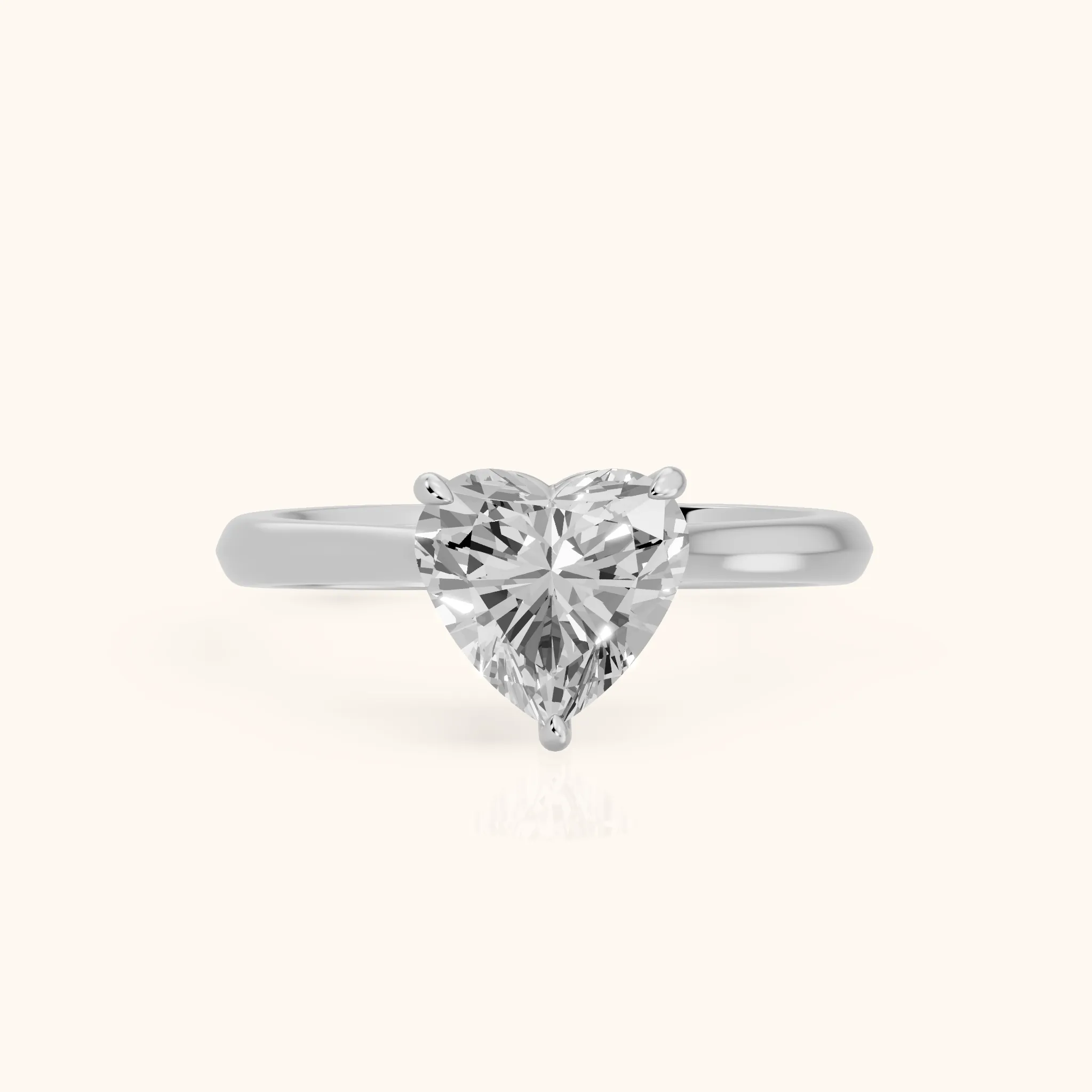 Kalia Knife Edge Solitaire Heart Diamond Engagement Ring in Silver — view 1
