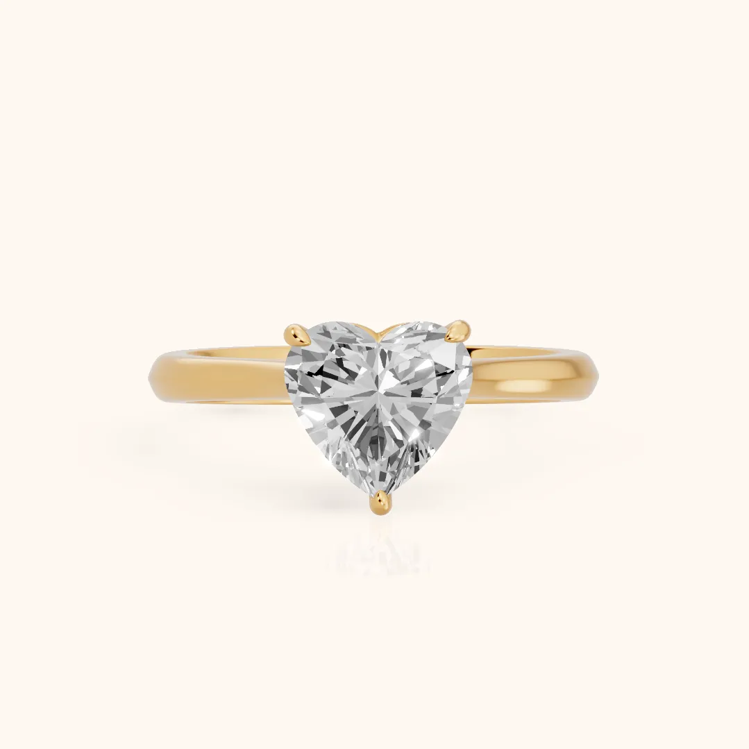 Kalia Knife Edge Solitaire Heart Diamond Engagement Ring in Yellow Gold — view 2