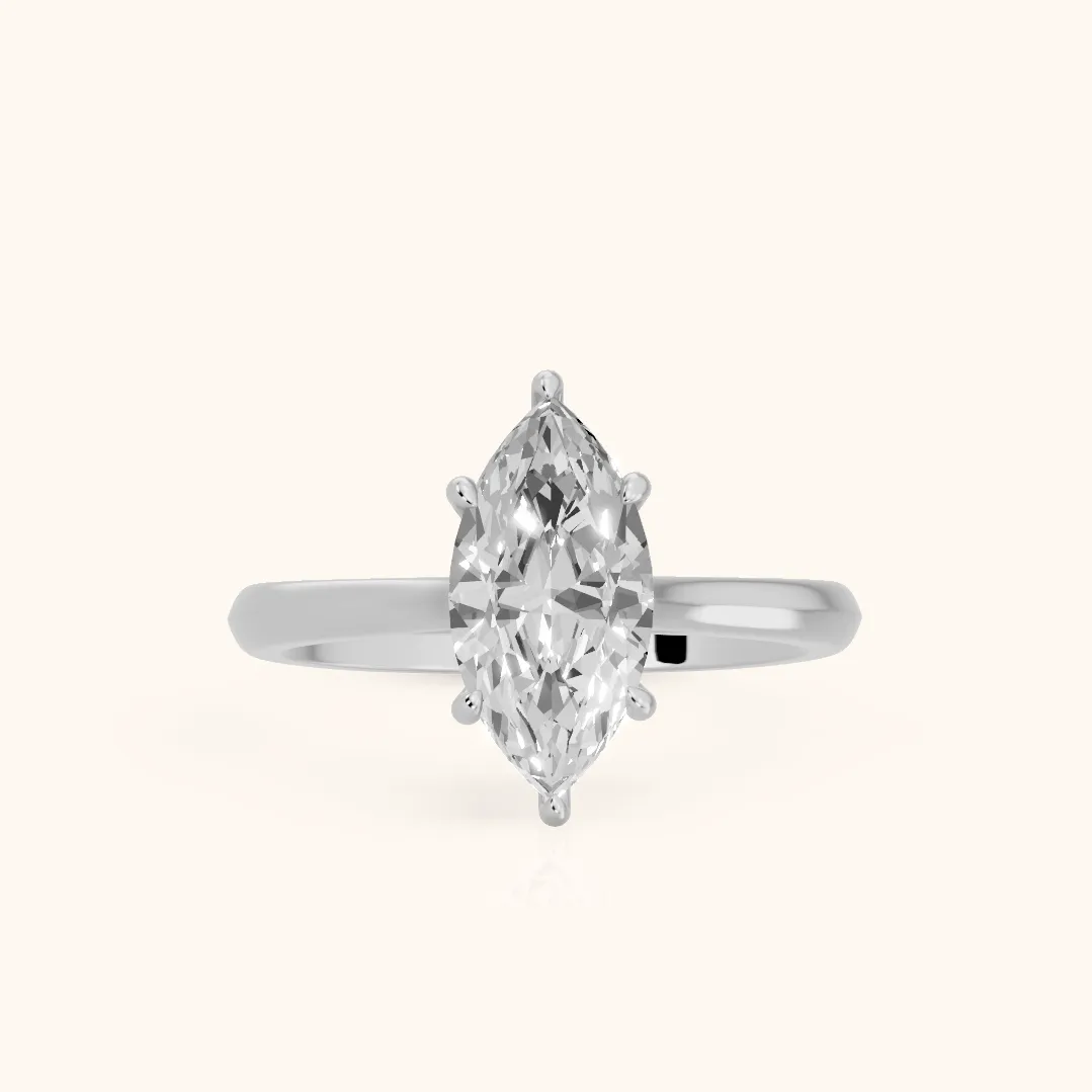 Kalia Knife Edge Solitaire Marquise Diamond Engagement Ring in Silver — view 2