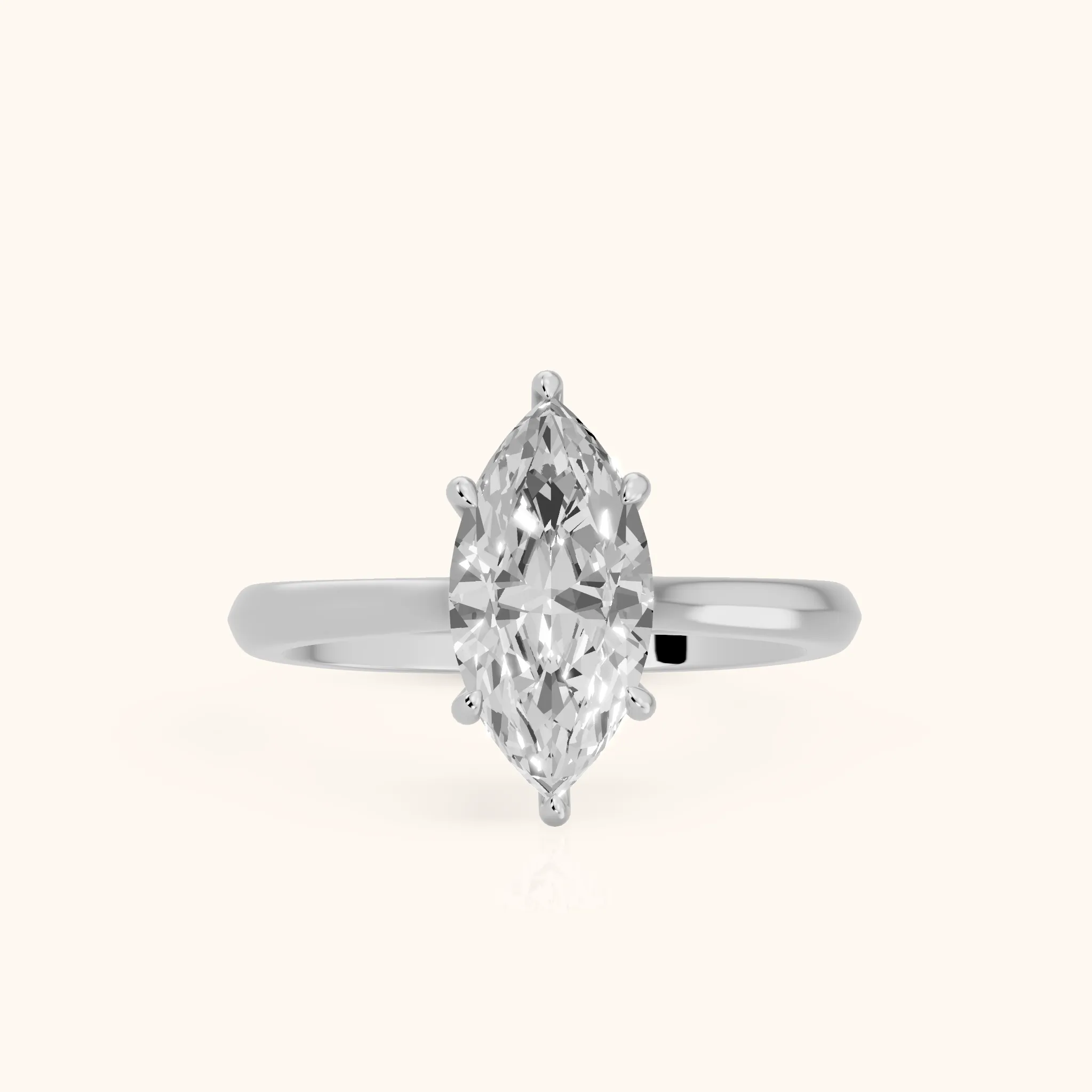 Kalia Knife Edge Solitaire Marquise Diamond Engagement Ring in Silver — view 1