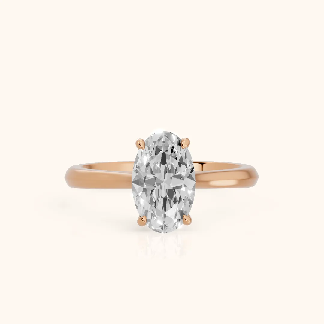 Kalia Knife Edge Solitaire Oval Diamond Engagement Ring in Rose Gold — view 2