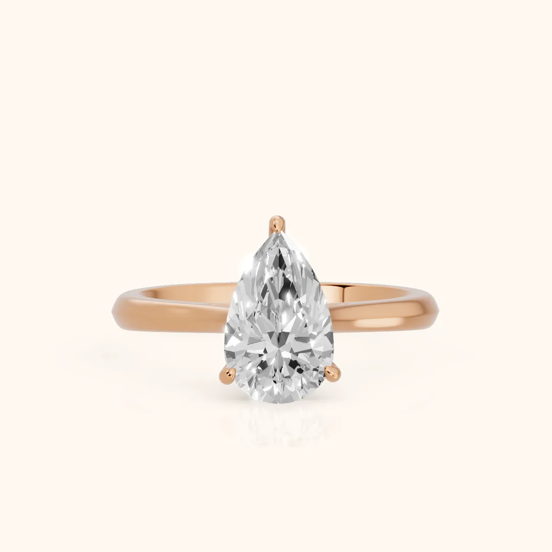 Kalia Knife Edge Solitaire Pear Diamond Engagement Ring in Rose Gold — view 2
