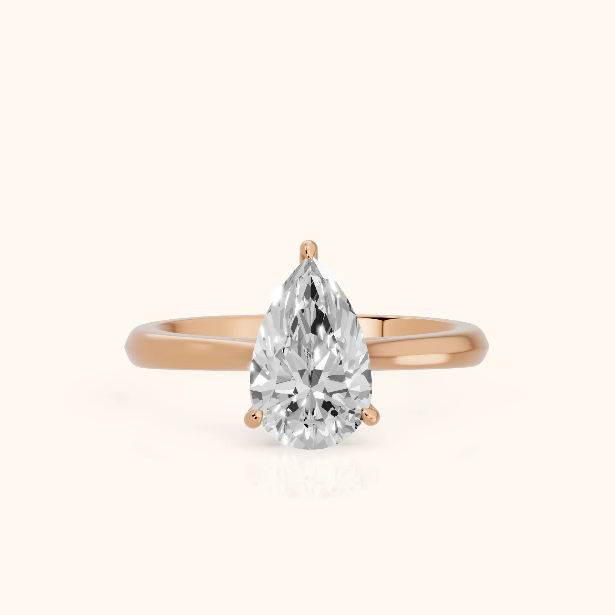 Kalia Knife Edge Solitaire Pear Diamond Engagement Ring in Rose Gold — view 1