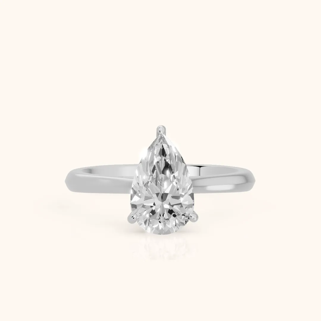 Kalia Knife Edge Solitaire Pear Diamond Engagement Ring in Platinum — view 2
