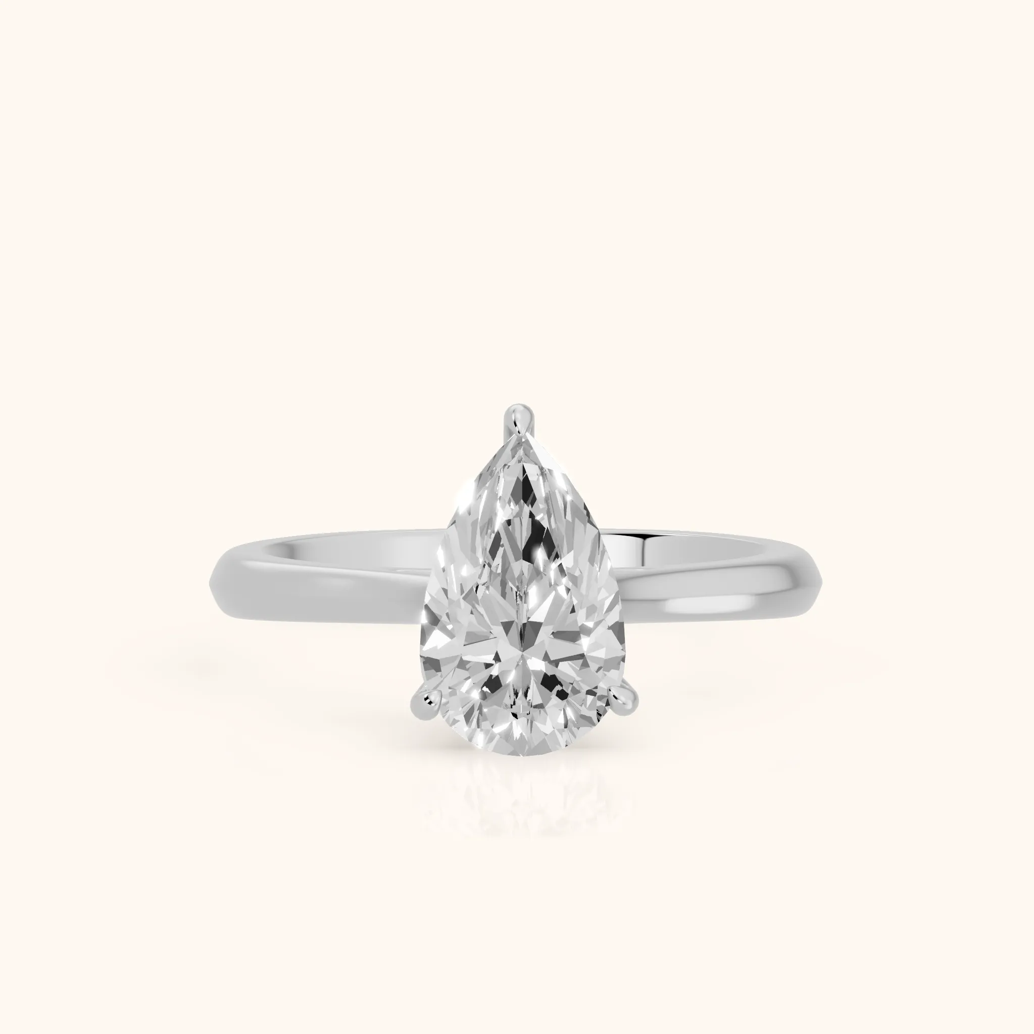 Kalia Knife Edge Solitaire Pear Diamond Engagement Ring in Platinum — view 1