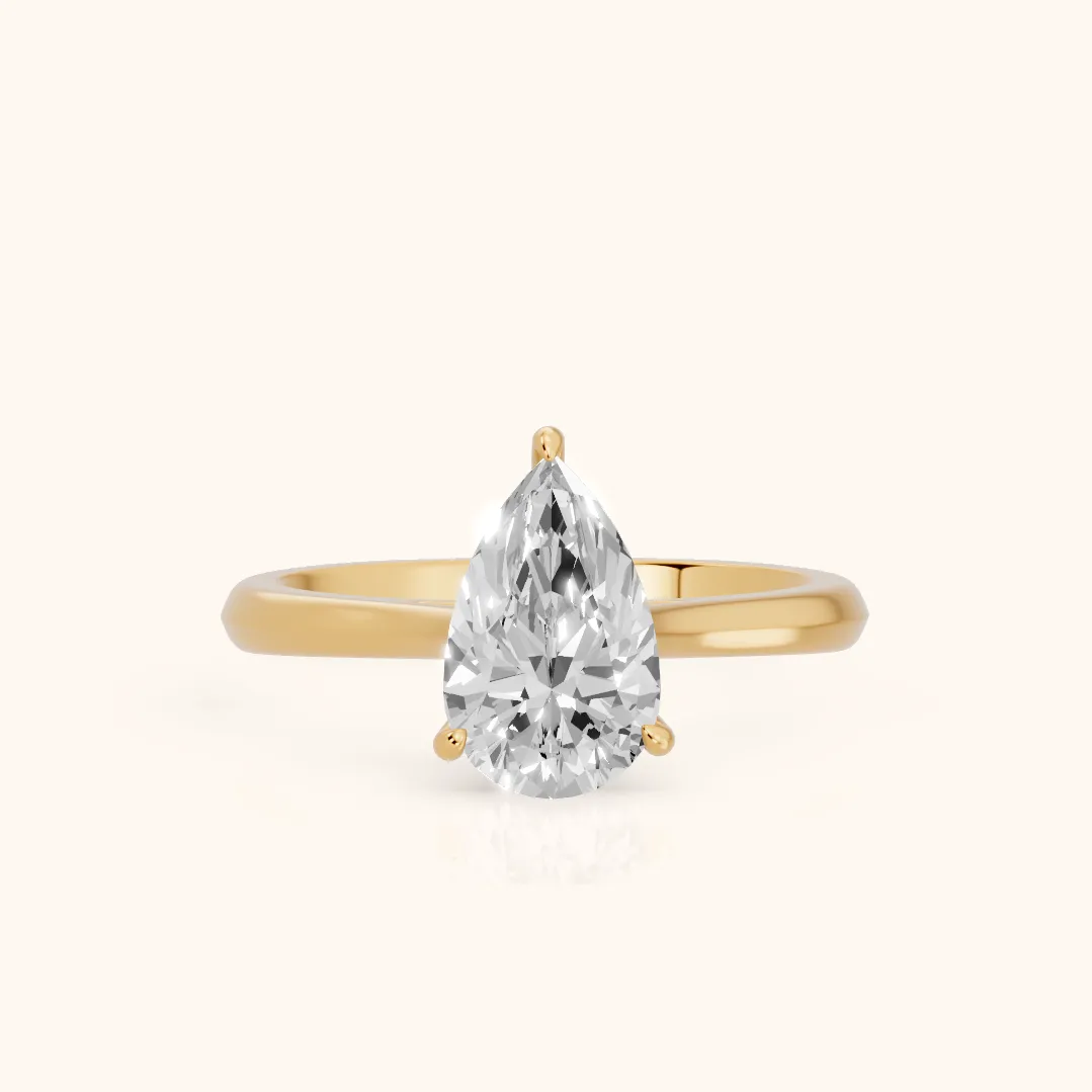 Kalia Knife Edge Solitaire Pear Diamond Engagement Ring in Yellow Gold — view 2