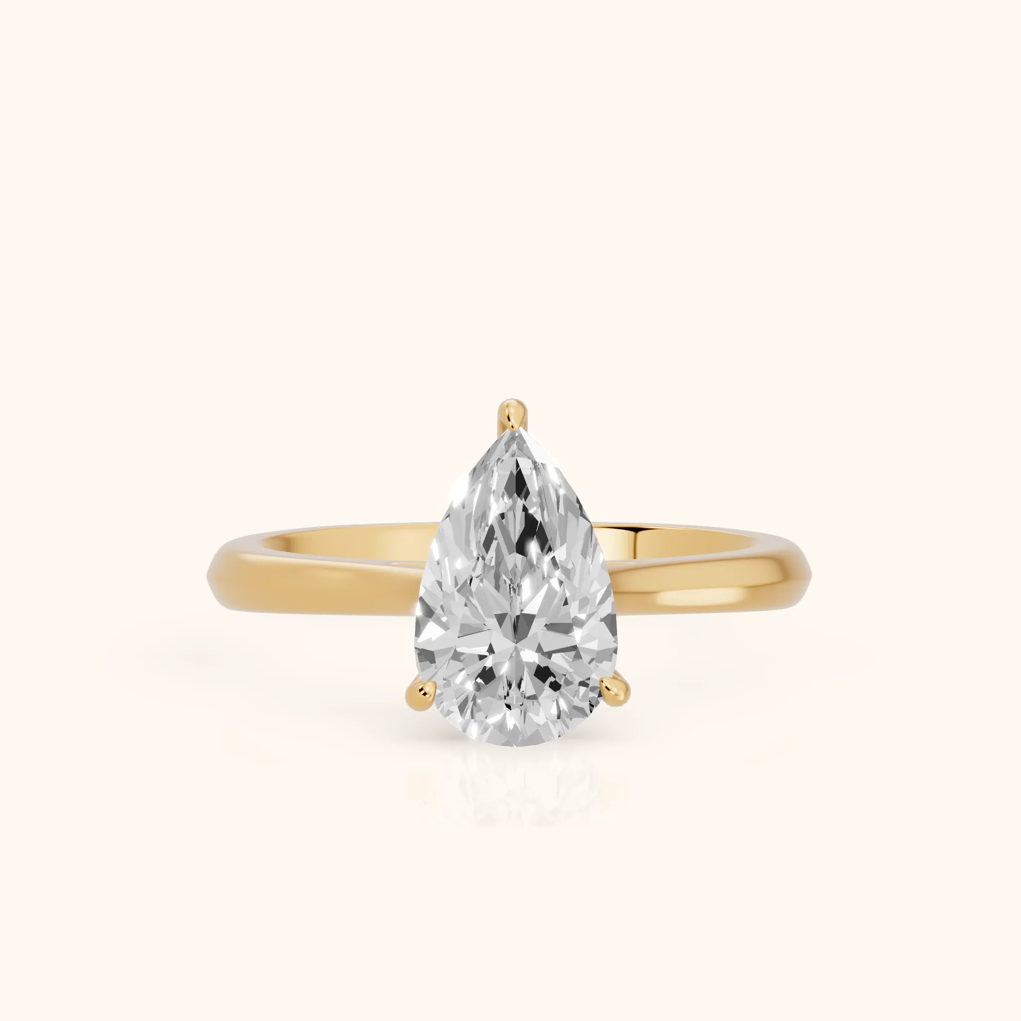 Kalia Knife Edge Solitaire Pear Diamond Engagement Ring in Yellow Gold — view 1