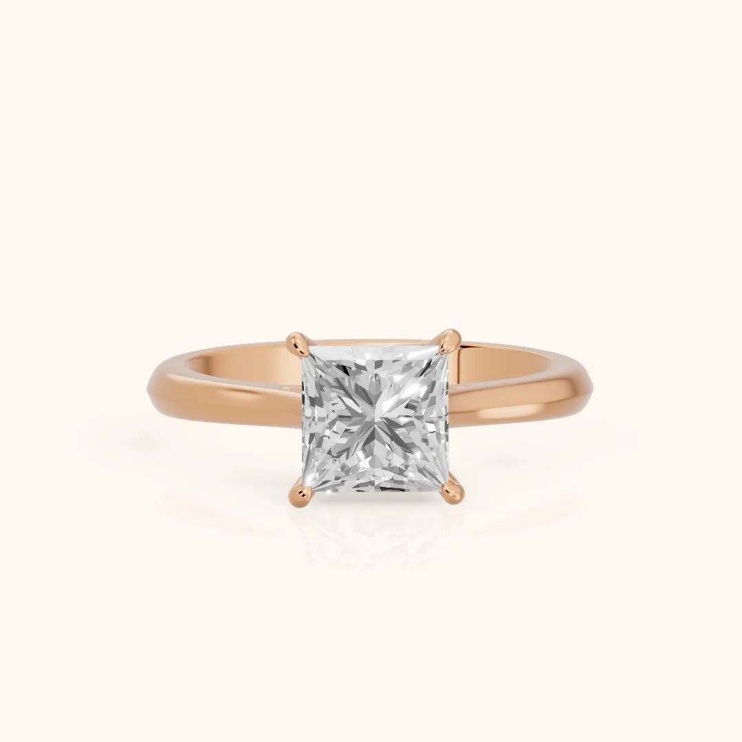 Kalia Knife Edge Solitaire Princess Diamond Engagement Ring in Rose Gold — view 2