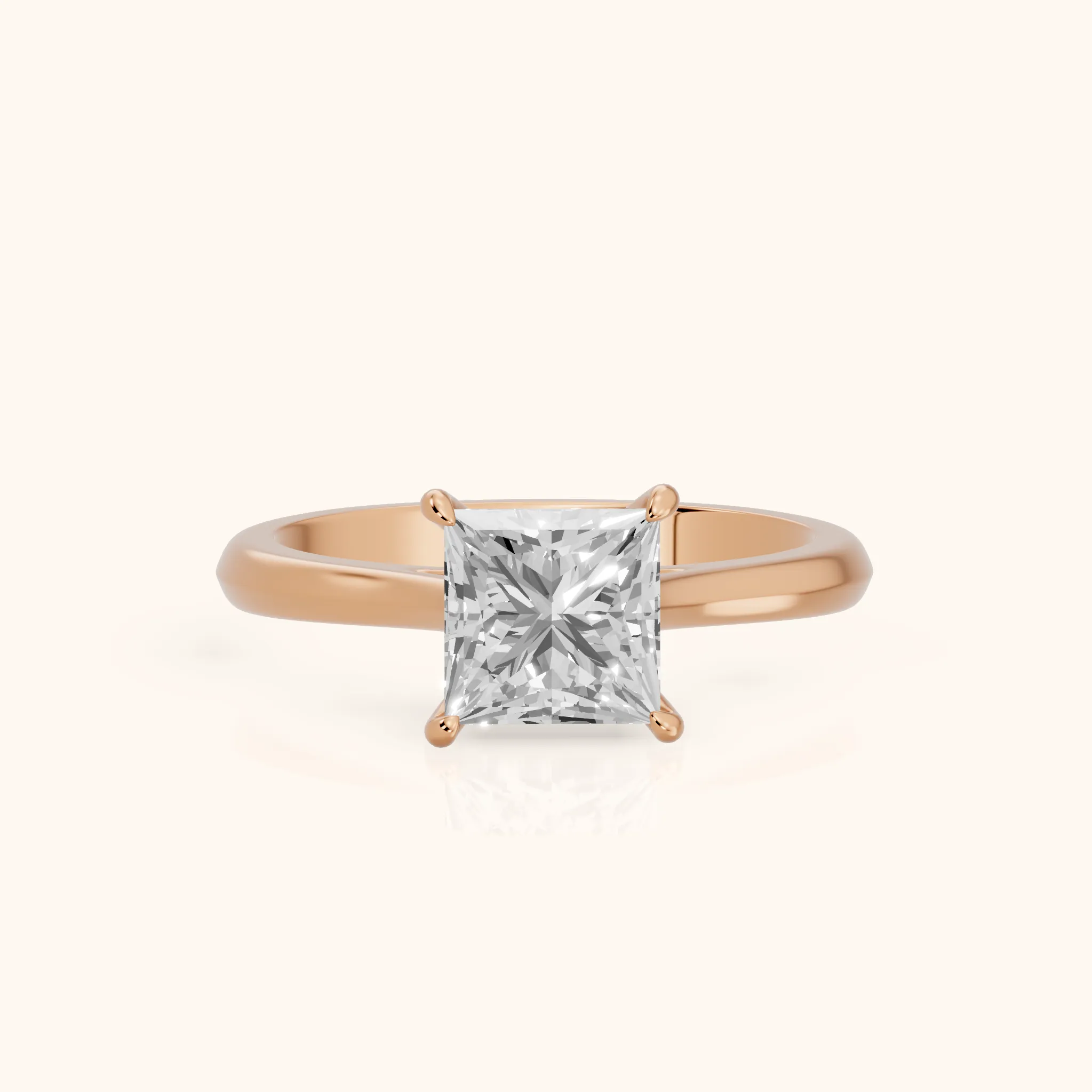Kalia Knife Edge Solitaire Princess Diamond Engagement Ring in Rose Gold — view 1