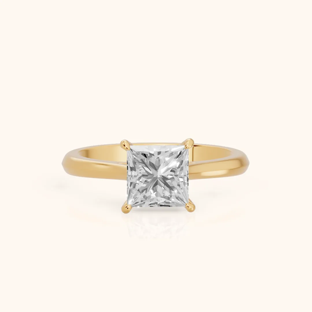 Kalia Knife Edge Solitaire Princess Diamond Engagement Ring in Yellow Gold — view 2