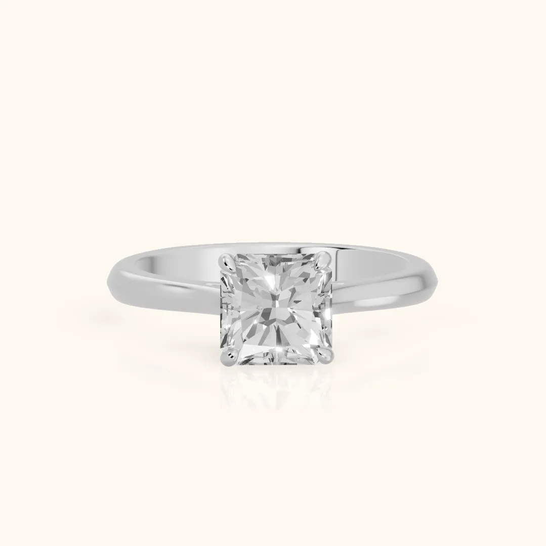 Kalia Knife Edge Solitaire Radiant Diamond Engagement Ring in Silver — view 2