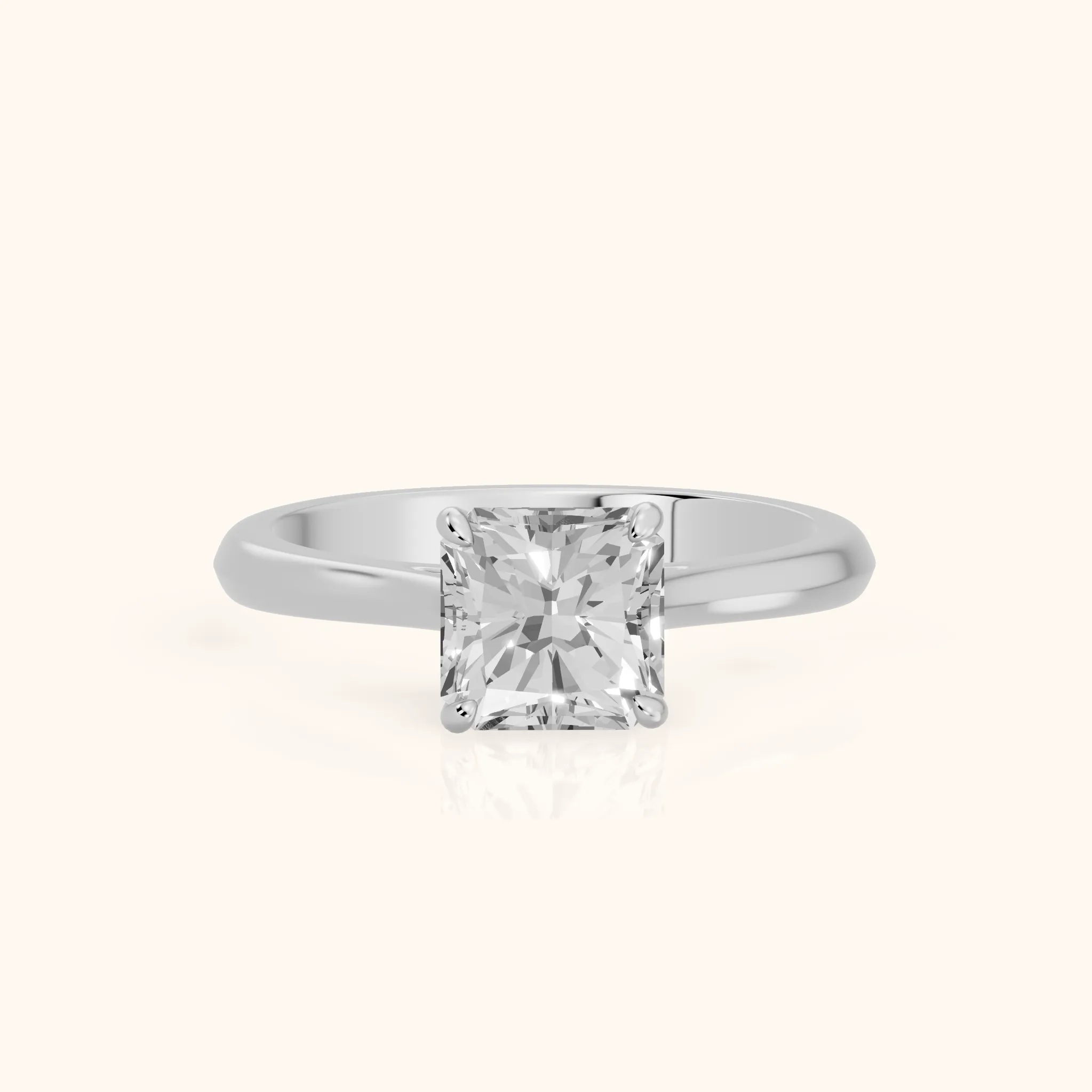 Kalia Knife Edge Solitaire Radiant Diamond Engagement Ring in Silver — view 1