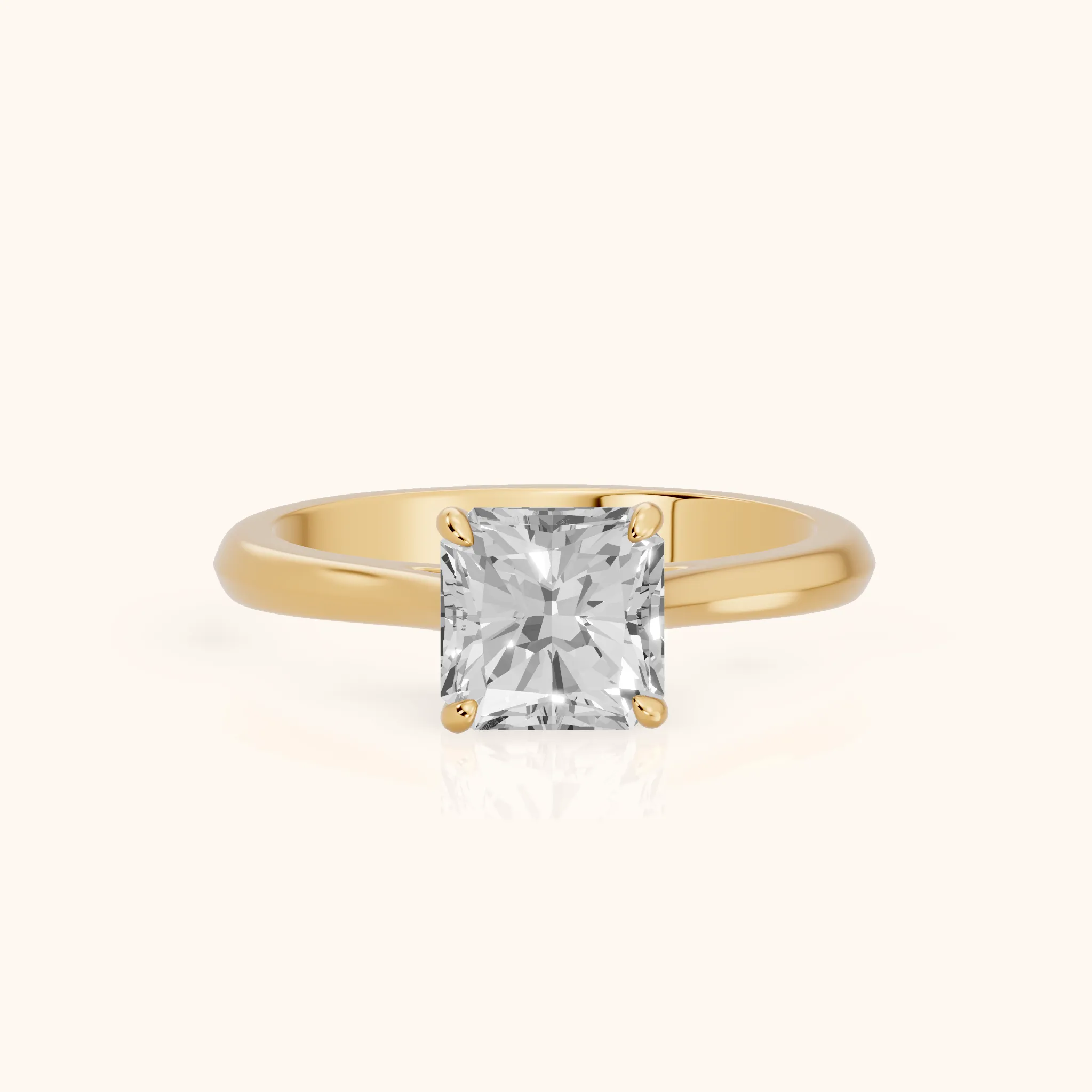 Kalia Knife Edge Solitaire Radiant Diamond Engagement Ring in Yellow Gold — view 1