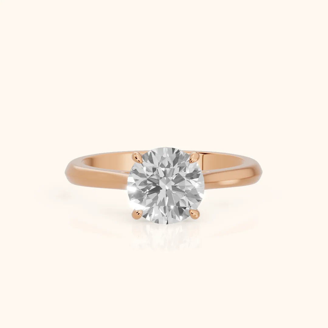 Kalia Knife Edge Solitaire Round Diamond Engagement Ring in Rose Gold — view 2