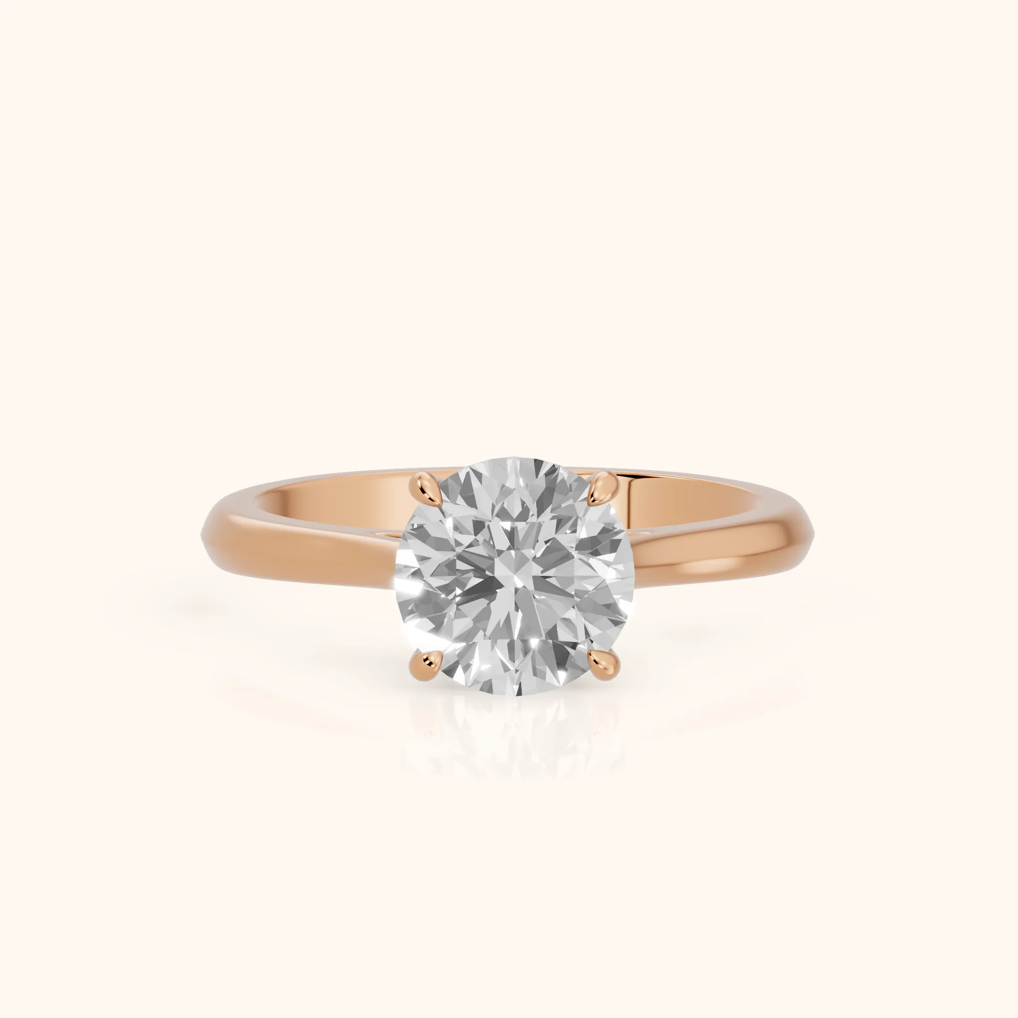Kalia Knife Edge Solitaire Round Diamond Engagement Ring in Rose Gold — view 1