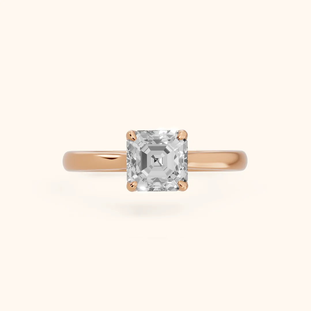 Mena Hidden Halo Asscher Diamond Engagement Ring in Rose Gold — view 2