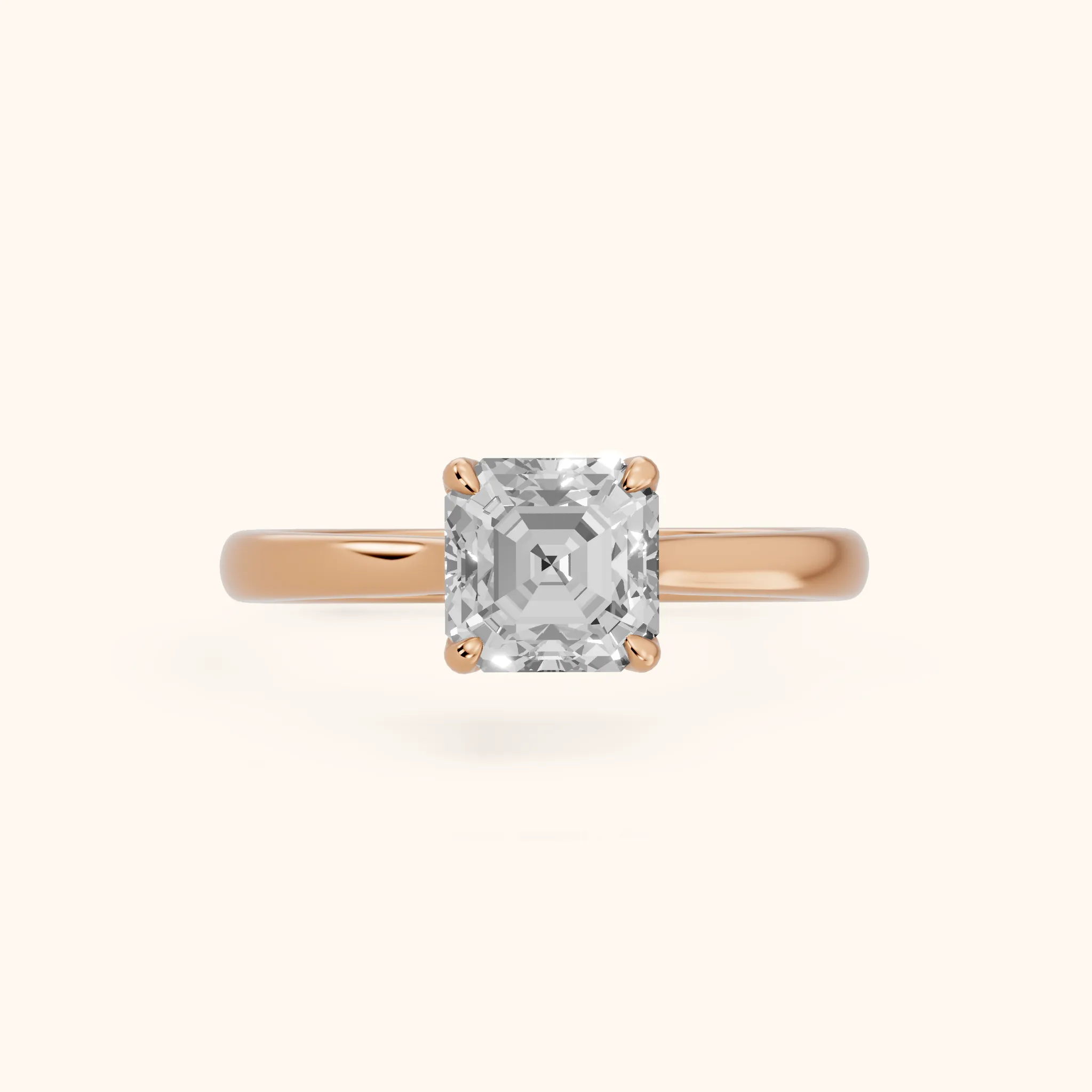 Mena Hidden Halo Asscher Diamond Engagement Ring in Rose Gold — view 1