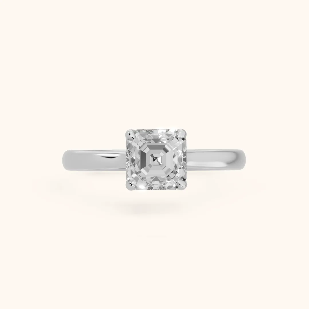 Mena Hidden Halo Asscher Diamond Engagement Ring in Silver — view 2