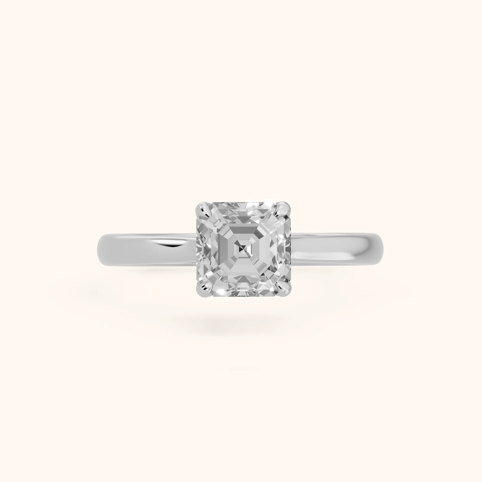 Mena Hidden Halo Asscher Diamond Engagement Ring in Silver — view 1