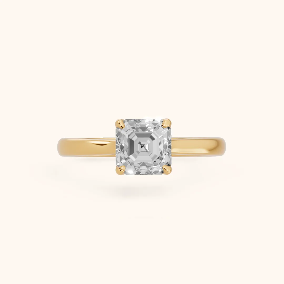 Mena Hidden Halo Asscher Diamond Engagement Ring in Yellow Gold — view 2