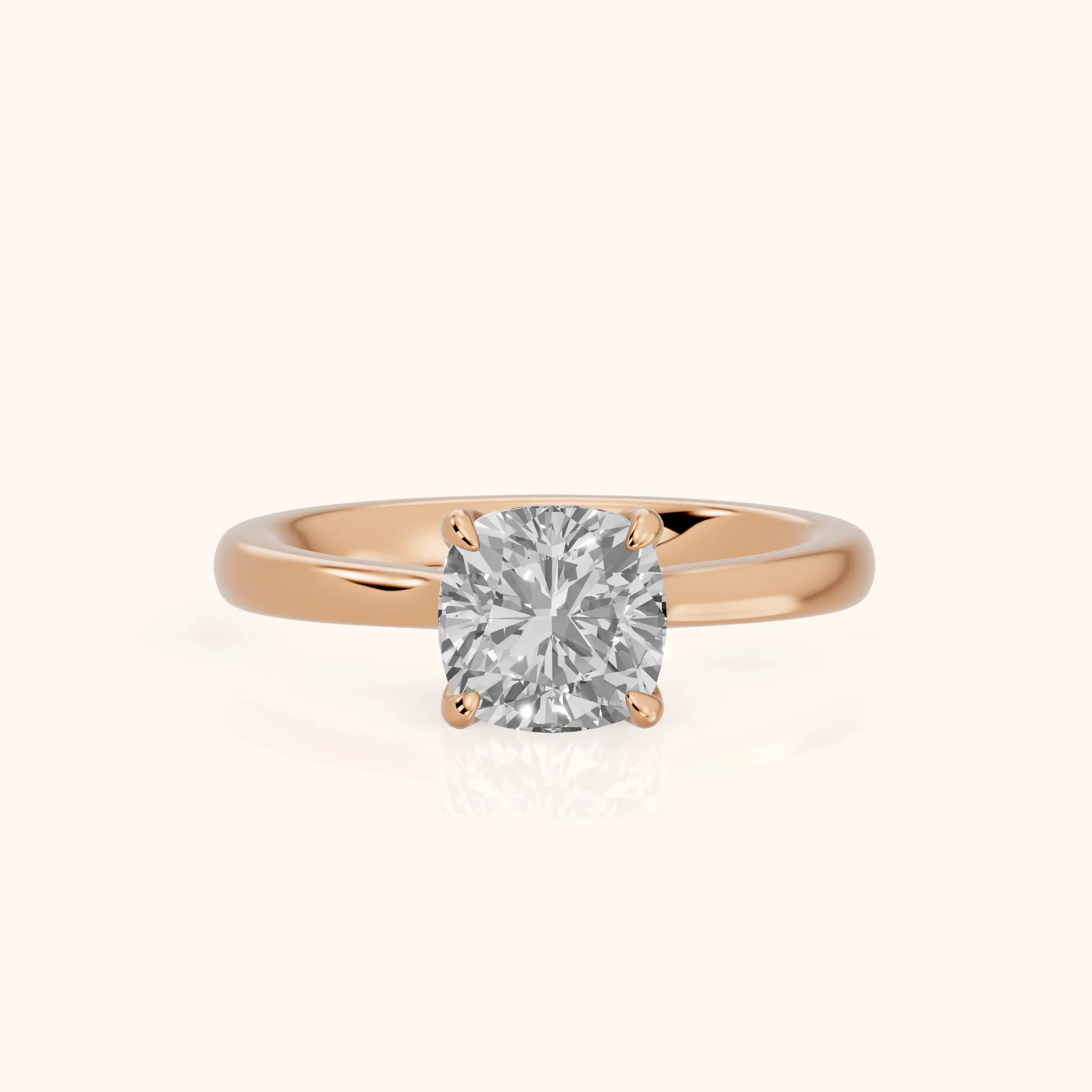 Mena Hidden Halo Cushion Diamond Engagement Ring in Rose Gold — view 1