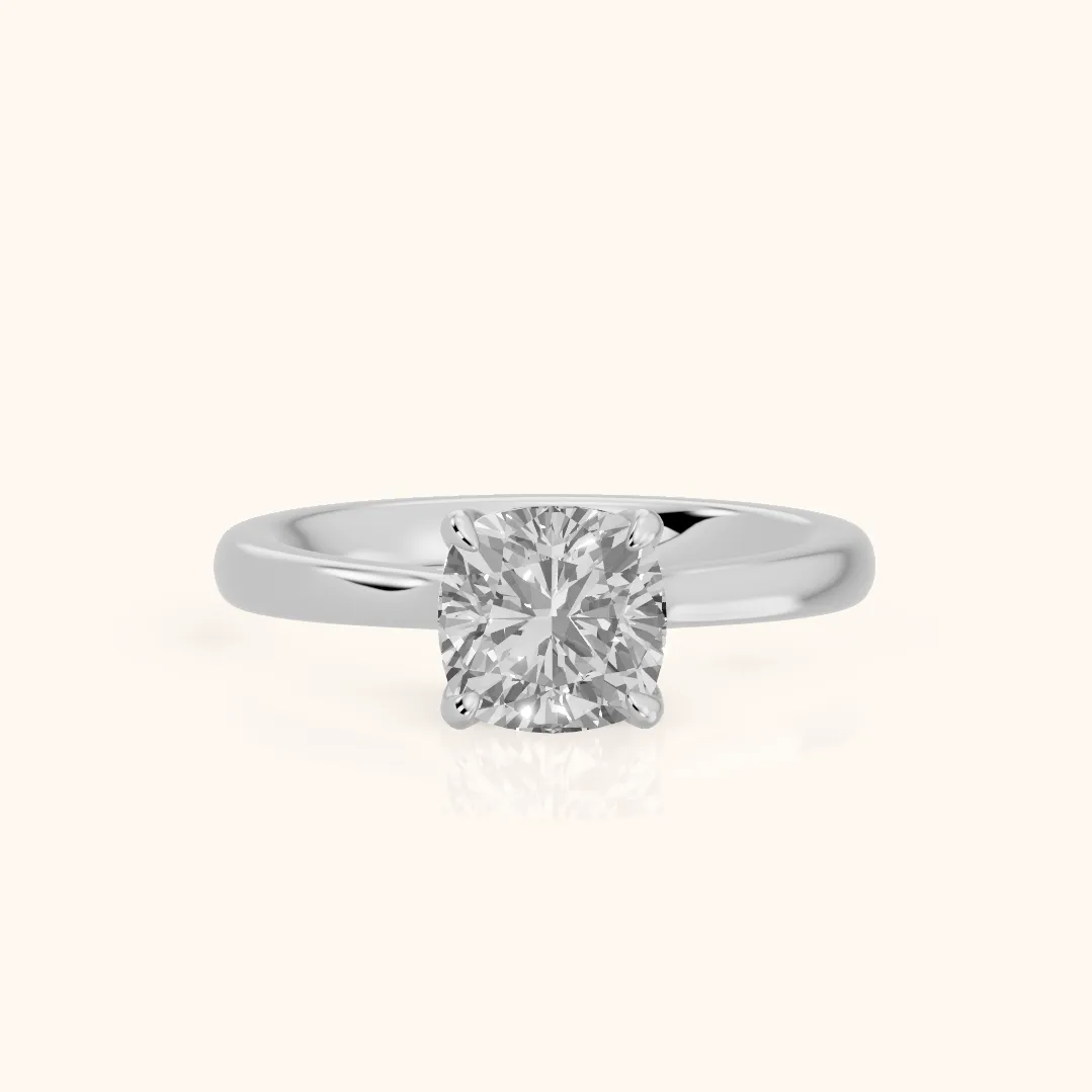 Mena Hidden Halo Cushion Diamond Engagement Ring in Silver — view 2