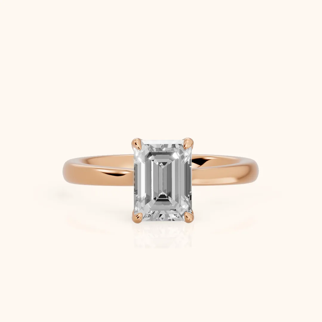 Mena Hidden Halo Emerald Diamond Engagement Ring in Rose Gold — view 2