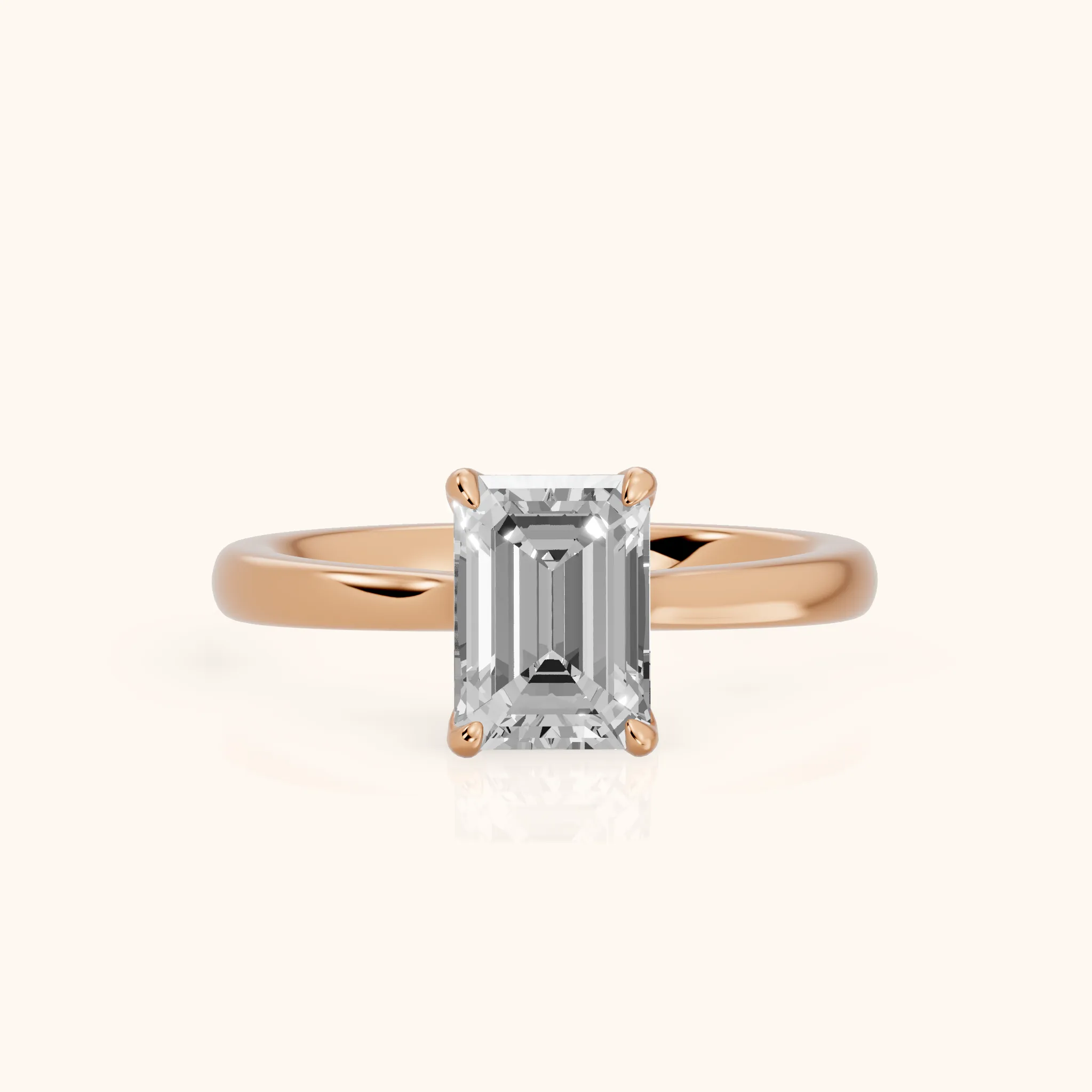 Mena Hidden Halo Emerald Diamond Engagement Ring in Rose Gold — view 1