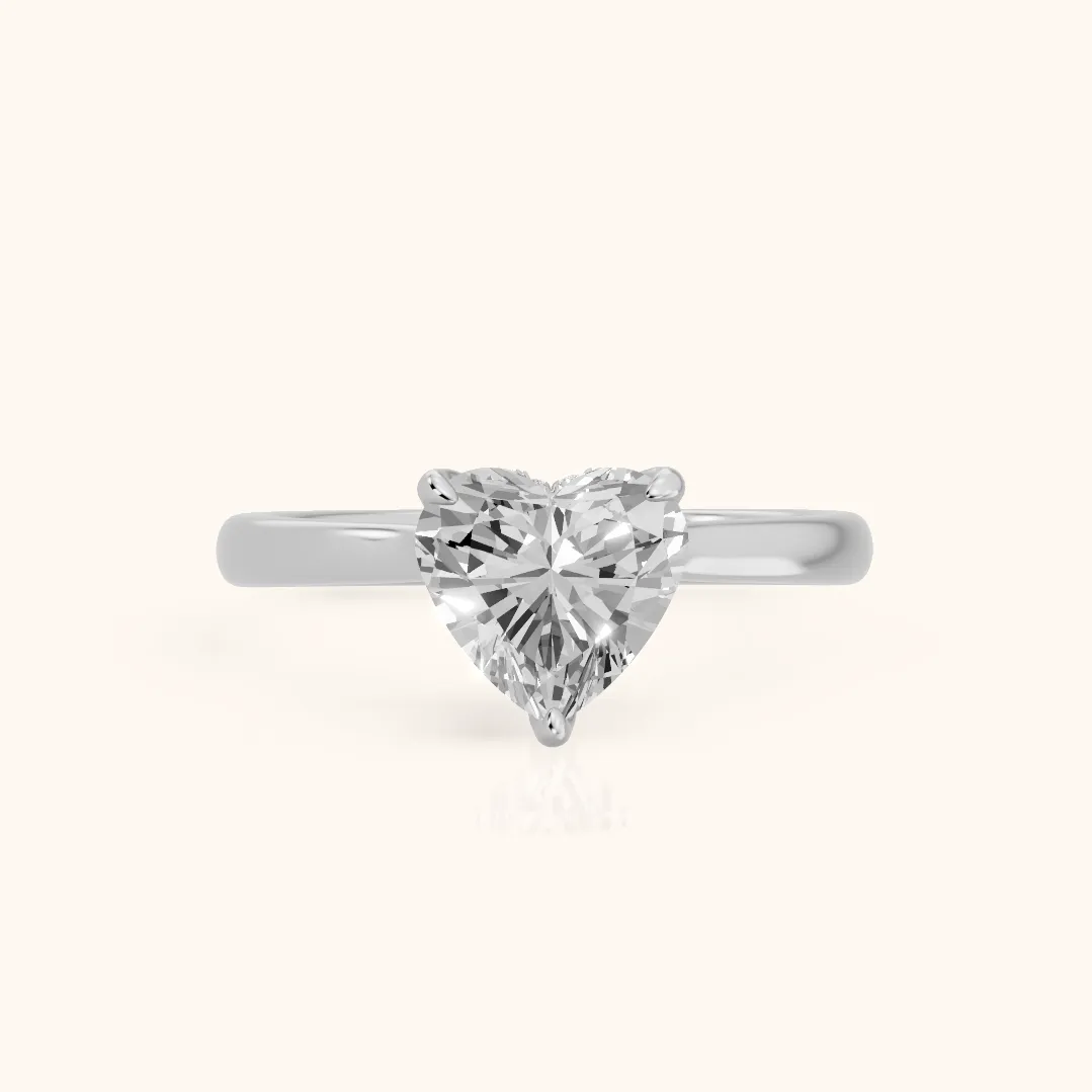 Mena Hidden Halo Heart Diamond Engagement Ring in Silver — view 2