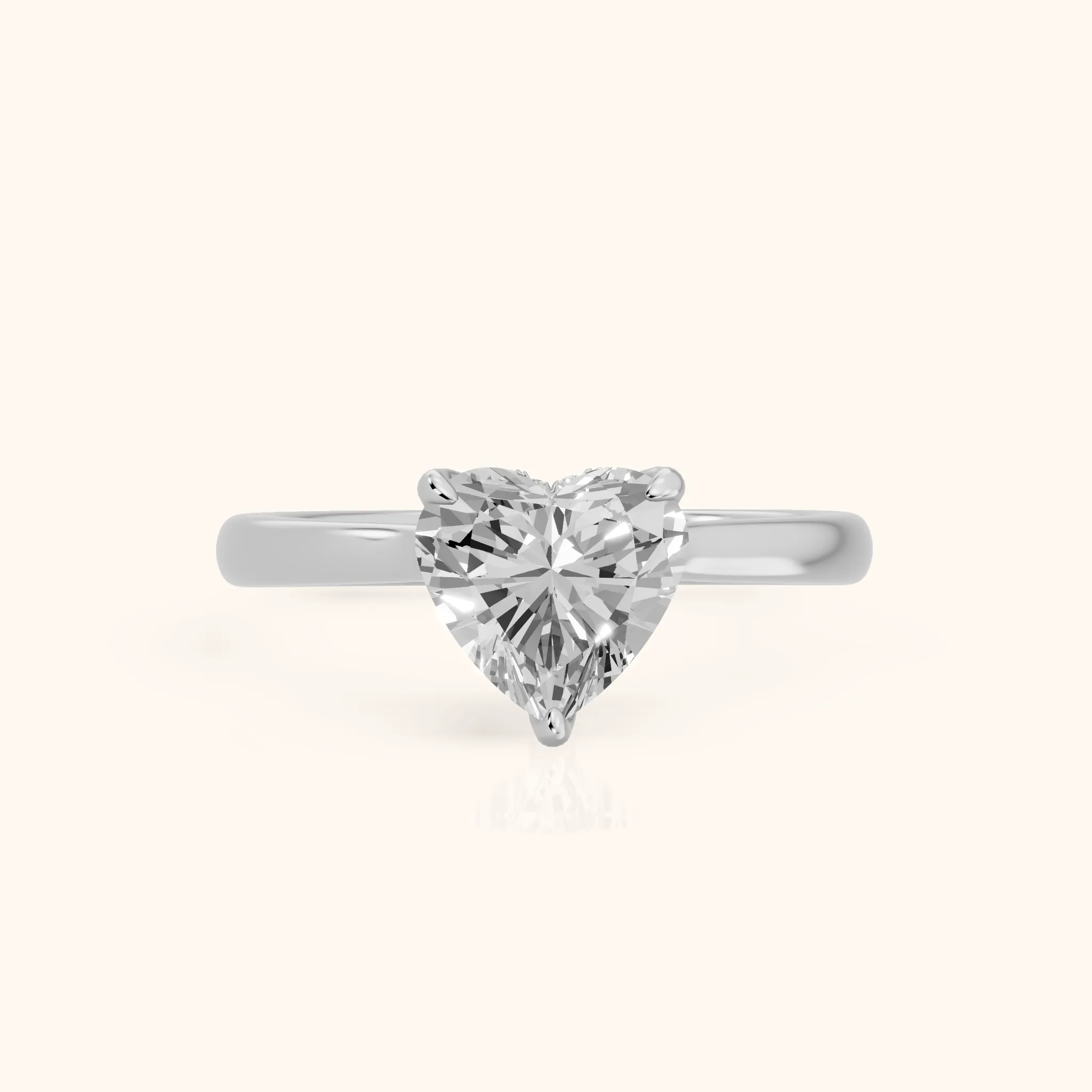 Mena Hidden Halo Heart Diamond Engagement Ring in Silver — view 1
