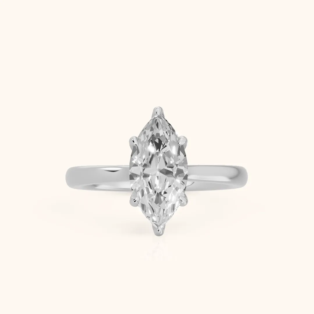 Mena Hidden Halo Marquise Diamond Engagement Ring in Silver — view 2