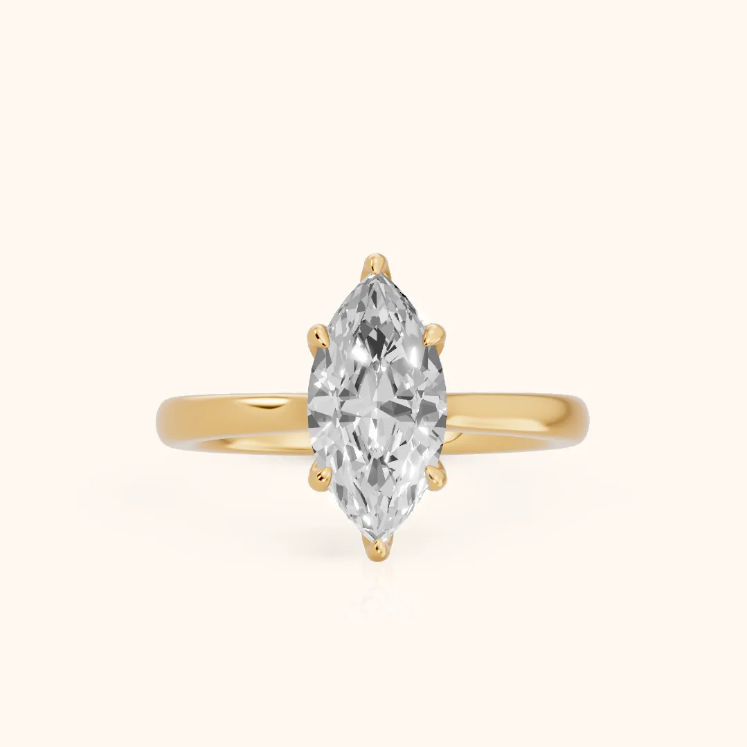 Mena Hidden Halo Marquise Diamond Engagement Ring in Yellow Gold — view 2