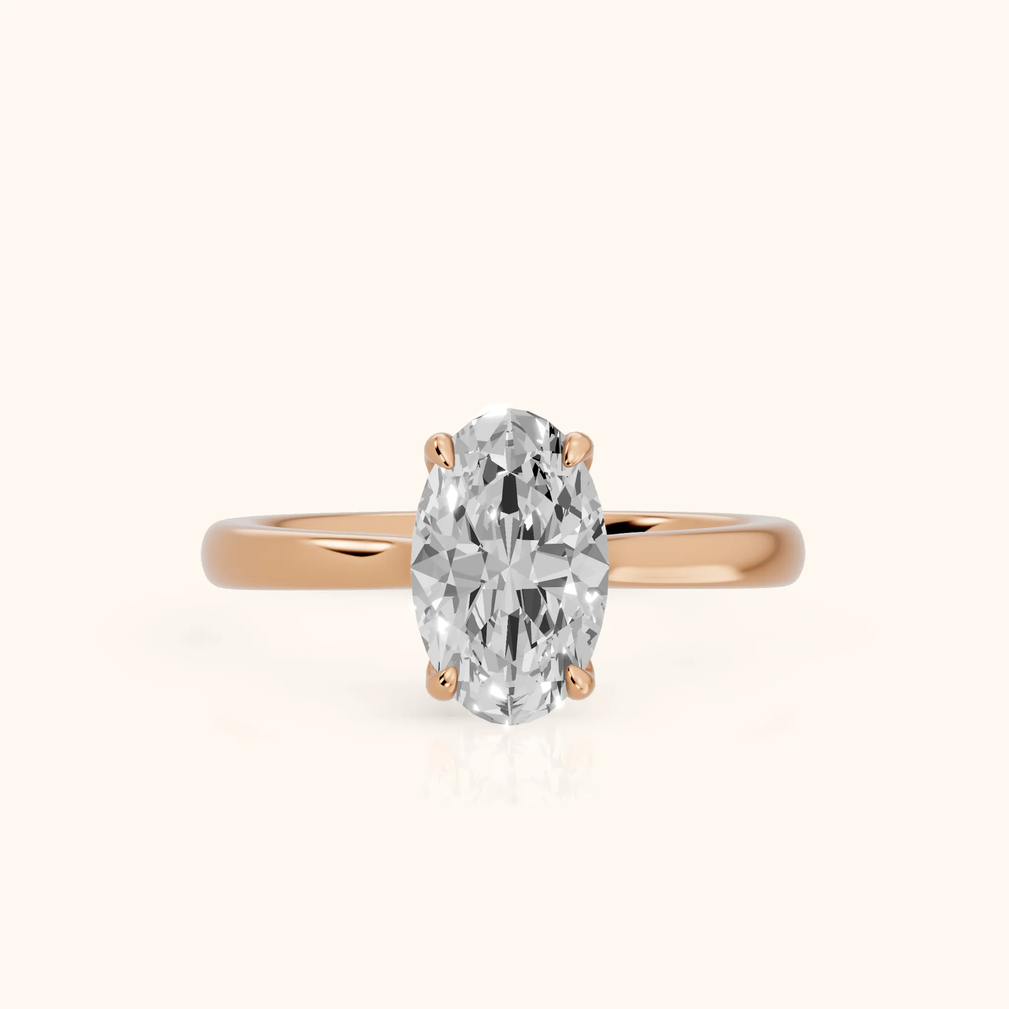 Mena Hidden Halo Oval Diamond Engagement Ring in Rose Gold — view 1