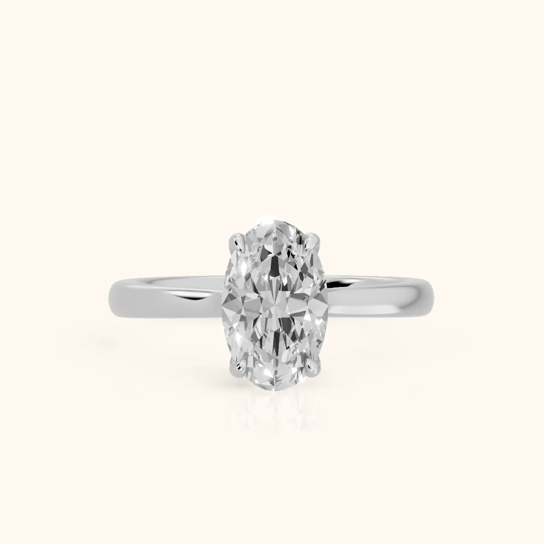 Mena Hidden Halo Oval Diamond Engagement Ring in Silver — view 2