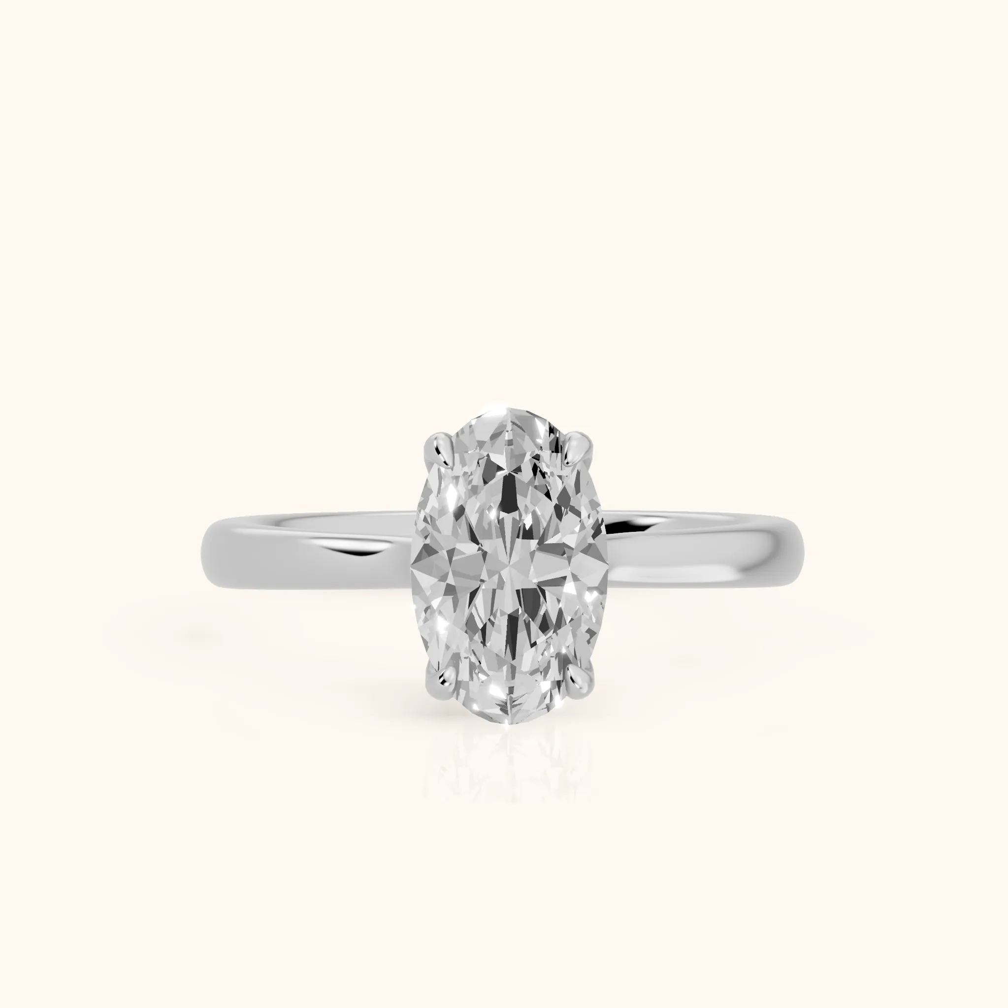 Mena Hidden Halo Oval Diamond Engagement Ring in Silver — view 1