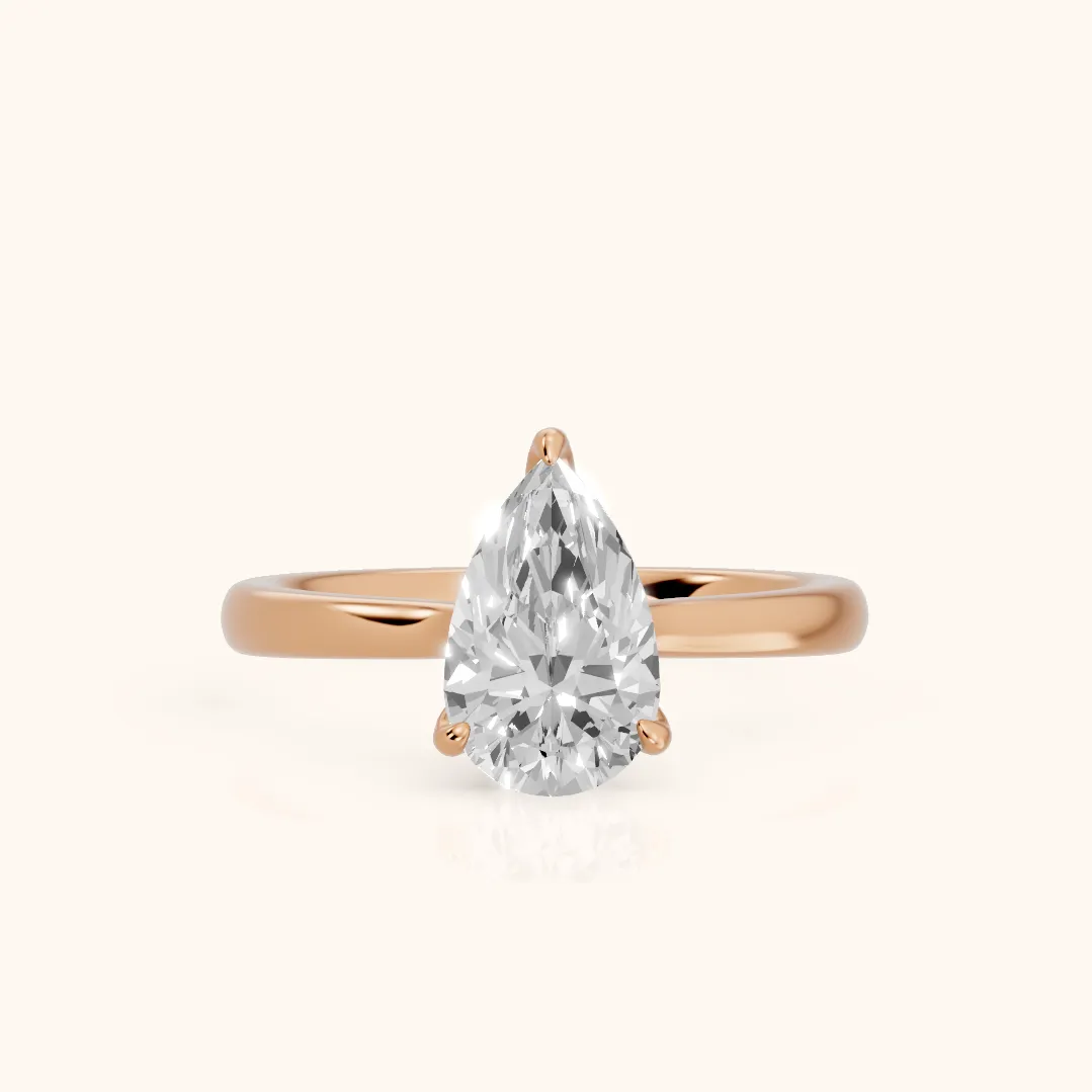 Mena Hidden Halo Pear Diamond Engagement Ring in Rose Gold — view 2