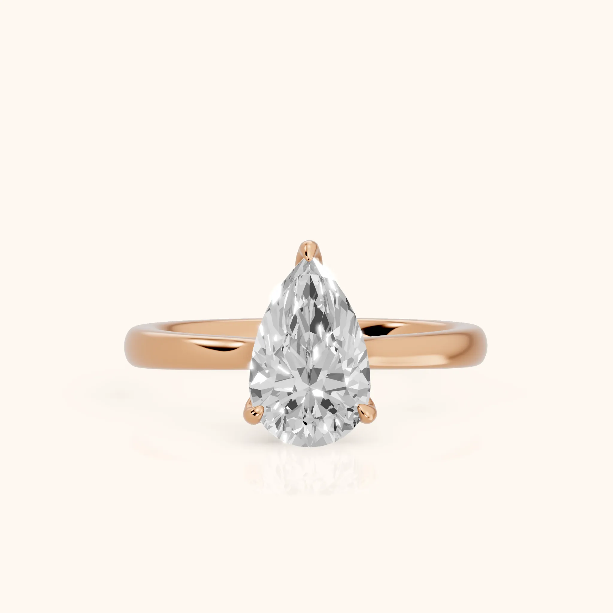 Mena Hidden Halo Pear Diamond Engagement Ring in Rose Gold — view 1