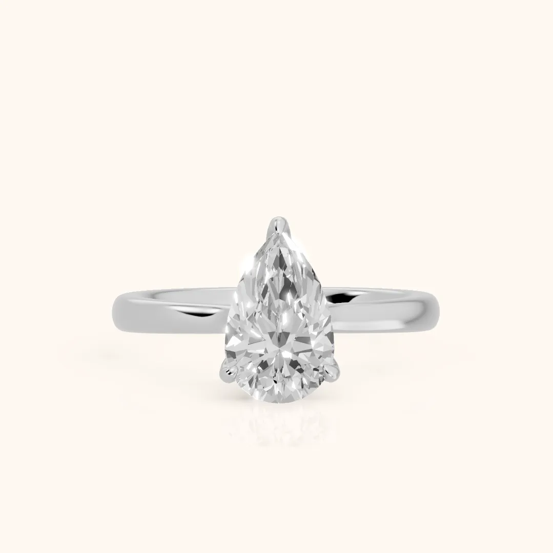 Mena Hidden Halo Pear Diamond Engagement Ring in Silver — view 2